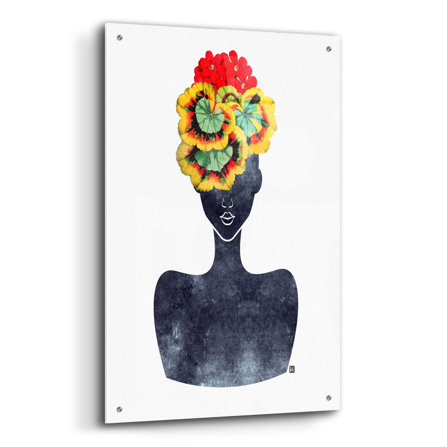 Epic Art 'Flower Crown Silhouette IV' by Tabitha Brown Acrylic Glass Wall Art,24x36