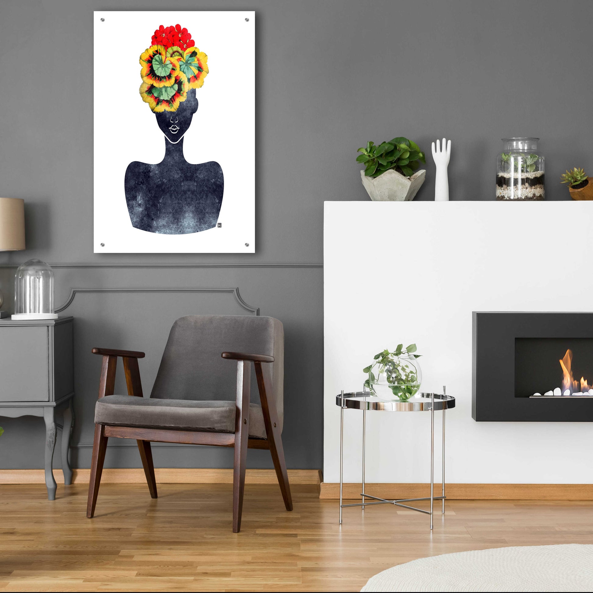 Epic Art 'Flower Crown Silhouette IV' by Tabitha Brown Acrylic Glass Wall Art,24x36