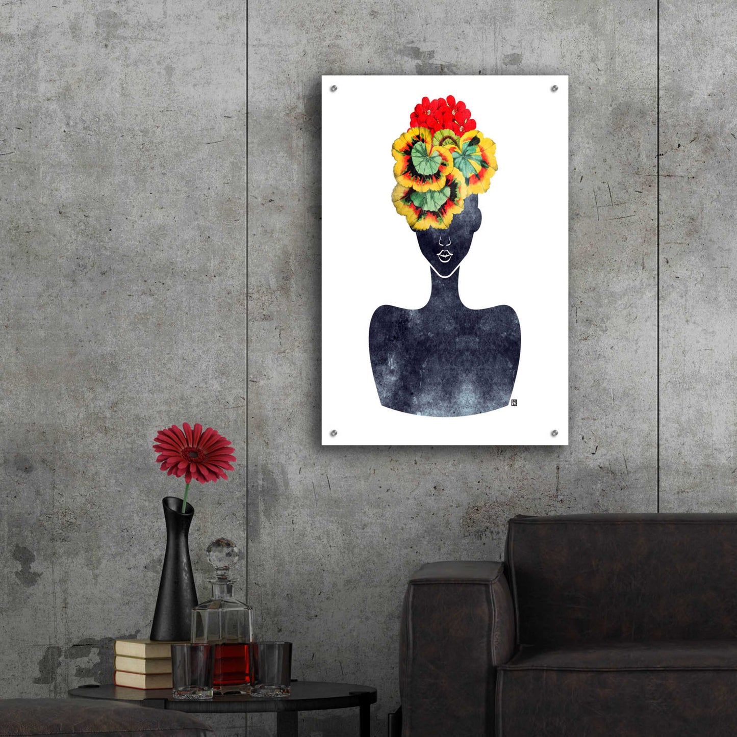 Epic Art 'Flower Crown Silhouette IV' by Tabitha Brown Acrylic Glass Wall Art,24x36