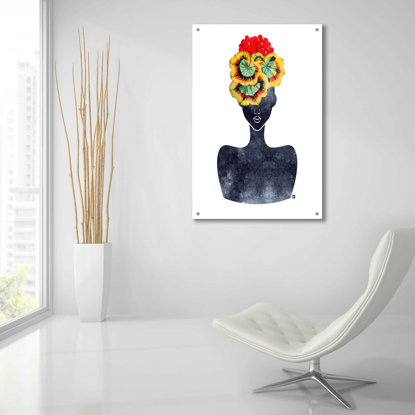 Epic Art 'Flower Crown Silhouette IV' by Tabitha Brown Acrylic Glass Wall Art,24x36