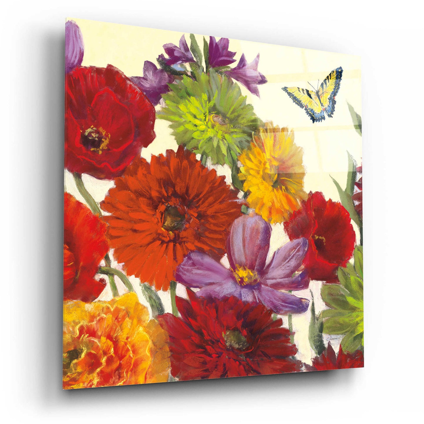 Epic Art 'Butterfly Flower Scatter II' by Carol Rowan, Acrylic Glass Wall Art,12x12