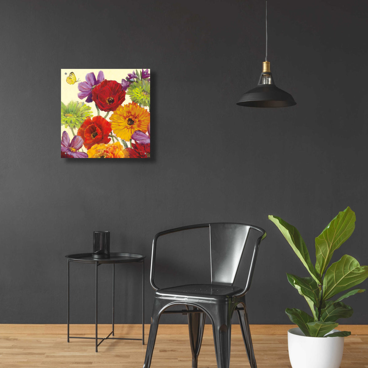 Butterfly Flower Scatter III by Carol Rowan - 24x24 acrylic wall art in a room