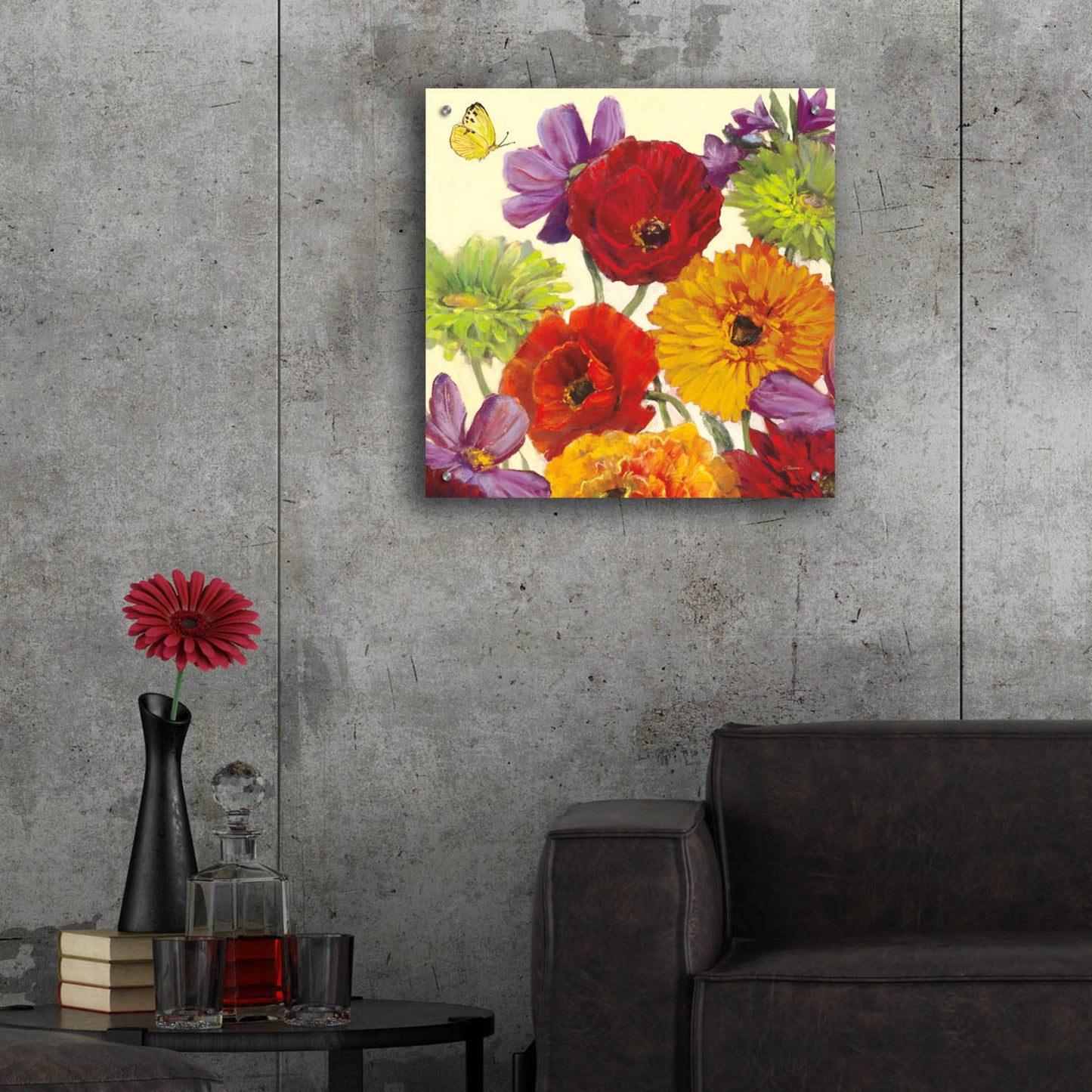 Epic Art 'Butterfly Flower Scatter III' by Carol Rowan, Acrylic Glass Wall Art,24x24