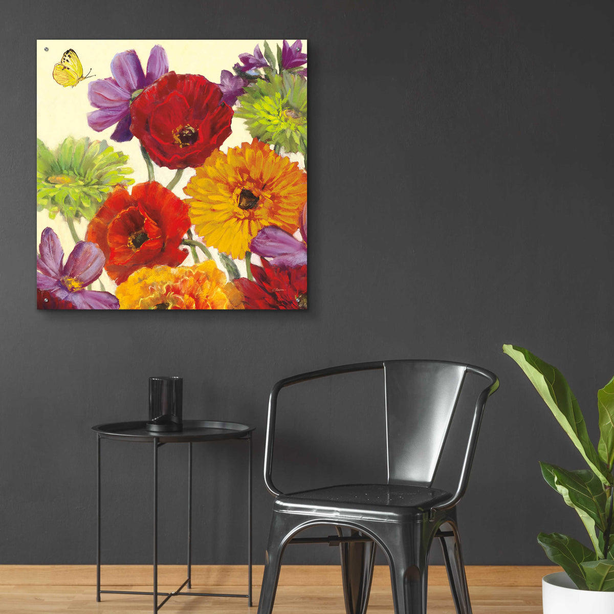 Butterfly Flower Scatter III by Carol Rowan - 36x36 acrylic wall art in a room