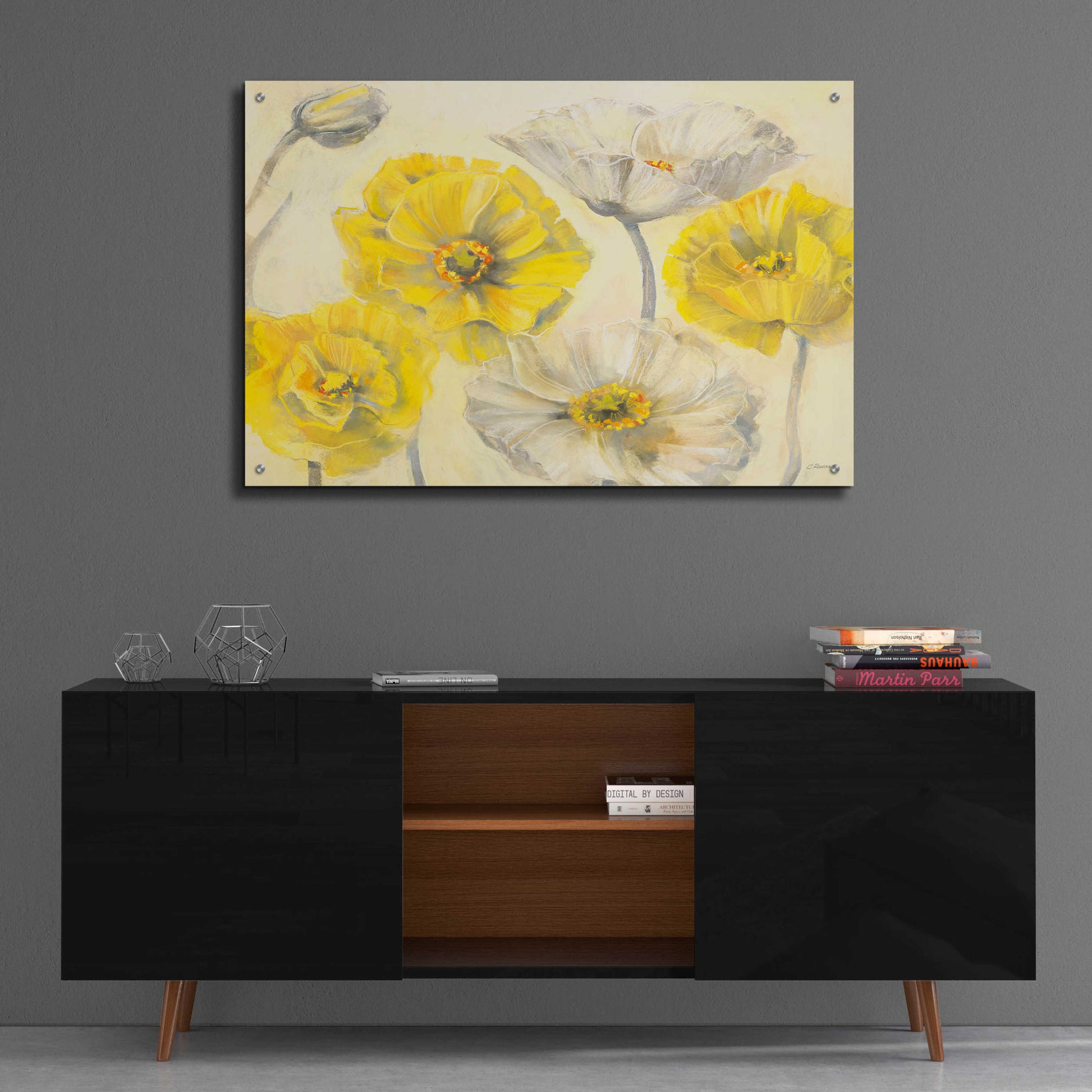 Epic Art 'Comtemporary Poppies I' by Carol Rowan, Acrylic Glass Wall Art,36x24