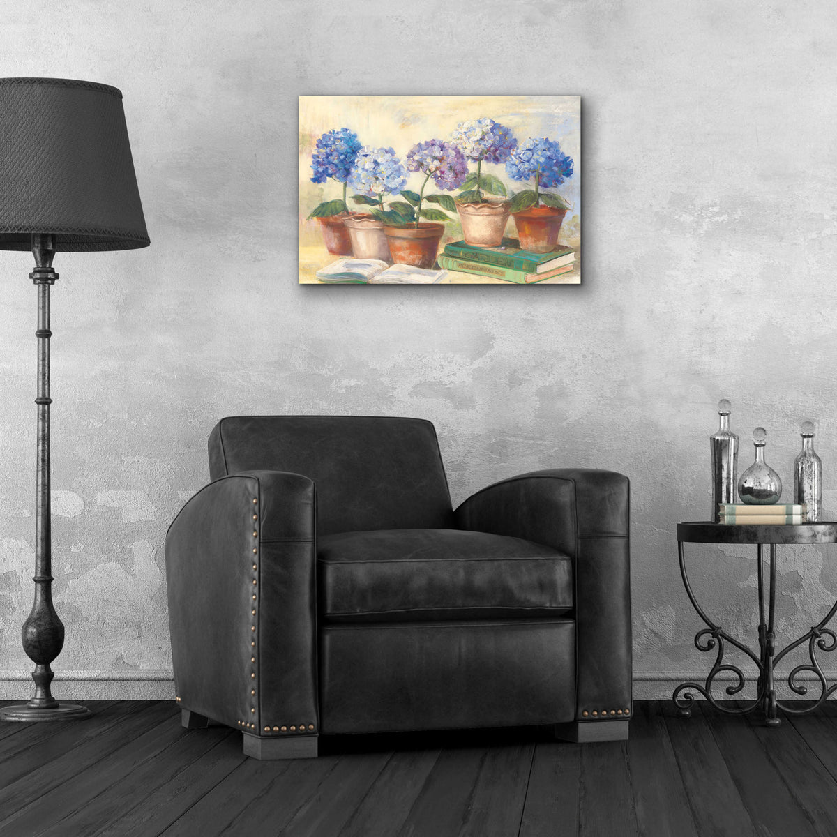 Gardeners Hydrangeas by Carol Rowan - 24x16 acrylic wall art in a room