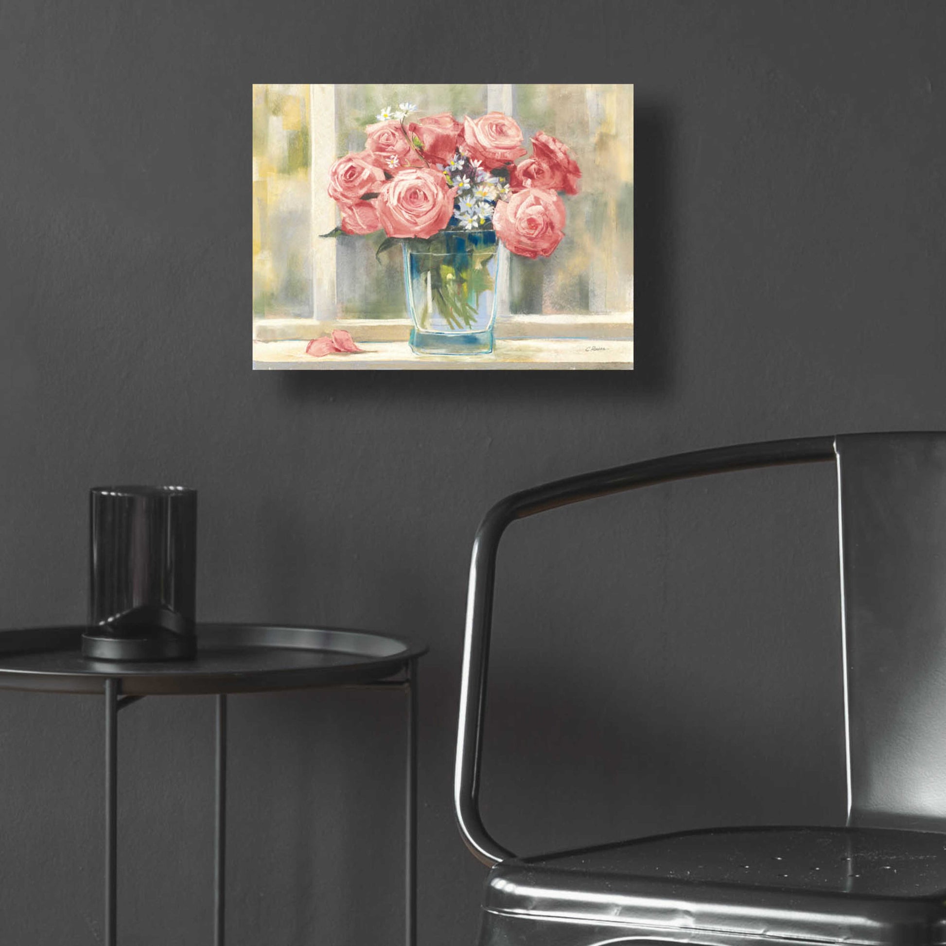 Epic Art 'Pink Roses' by Carol Rowan, Acrylic Glass Wall Art,16x12