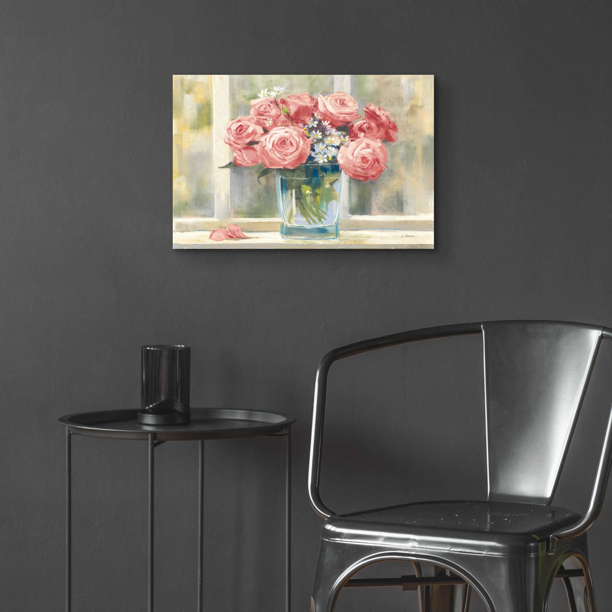 Epic Art 'Pink Roses' by Carol Rowan, Acrylic Glass Wall Art,24x16