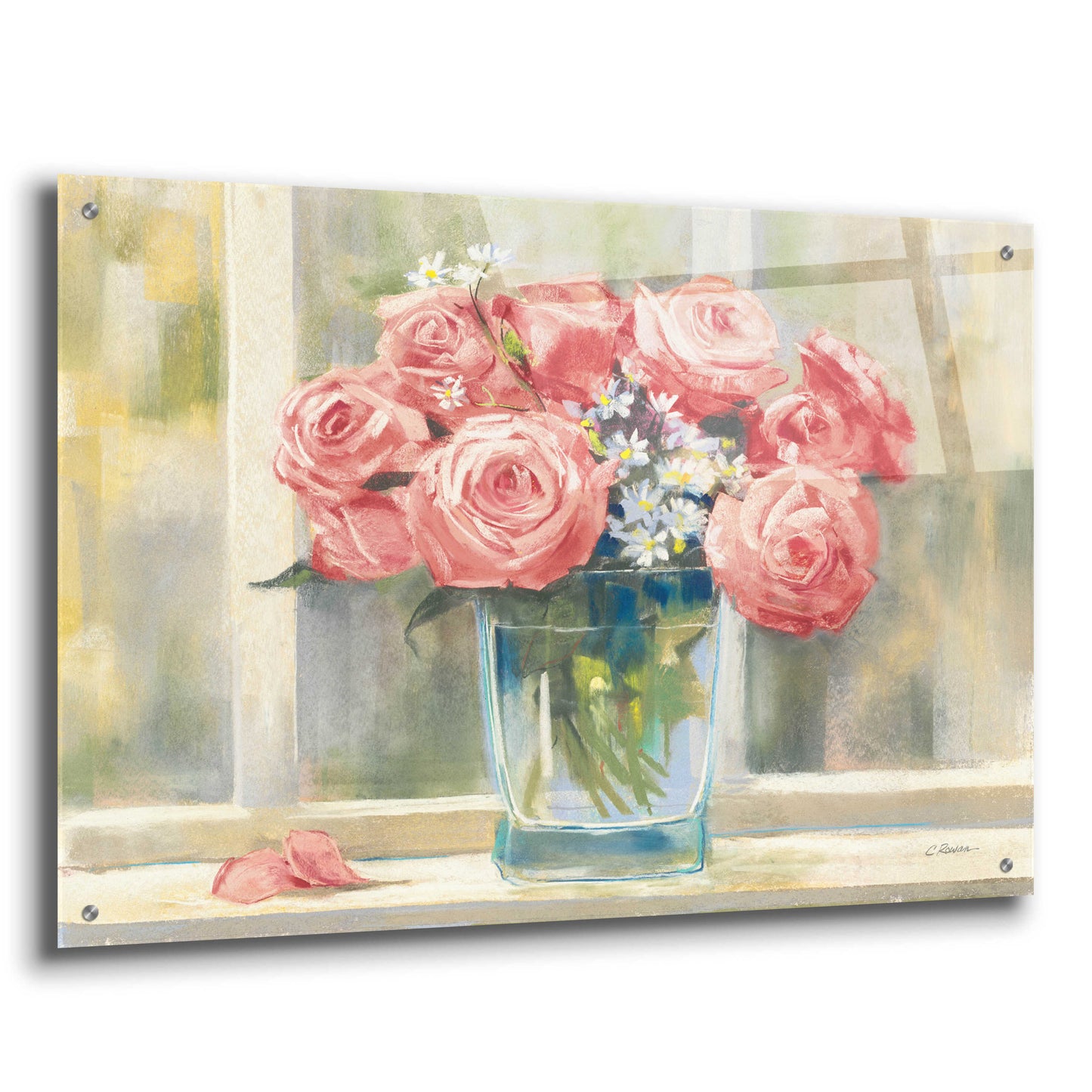 Epic Art 'Pink Roses' by Carol Rowan, Acrylic Glass Wall Art,36x24