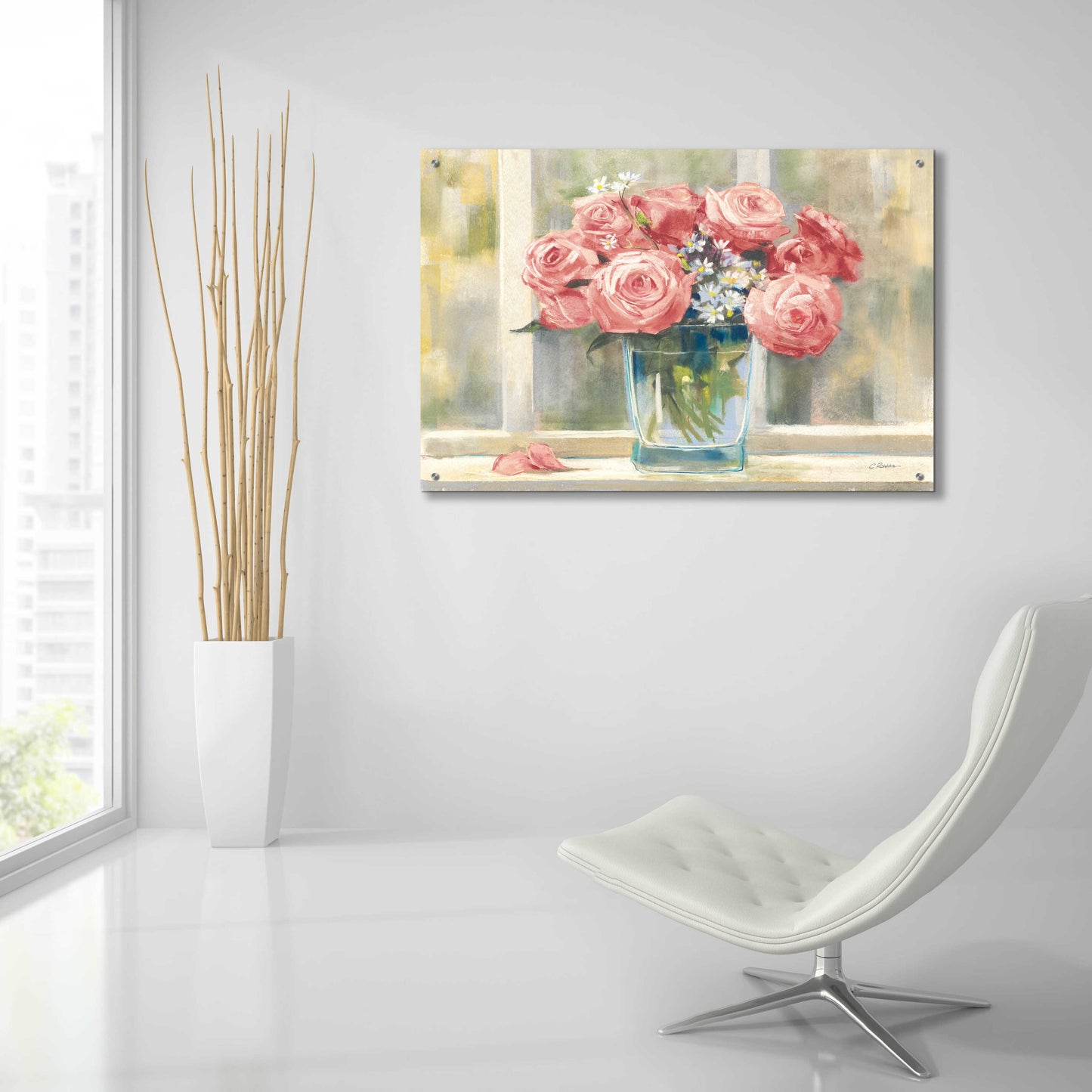 Epic Art 'Pink Roses' by Carol Rowan, Acrylic Glass Wall Art,36x24