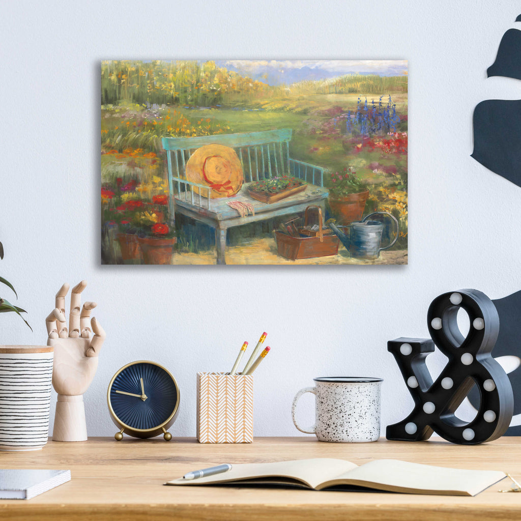Working In The Garden by Carol Rowan - 16x12 acrylic wall art in a room