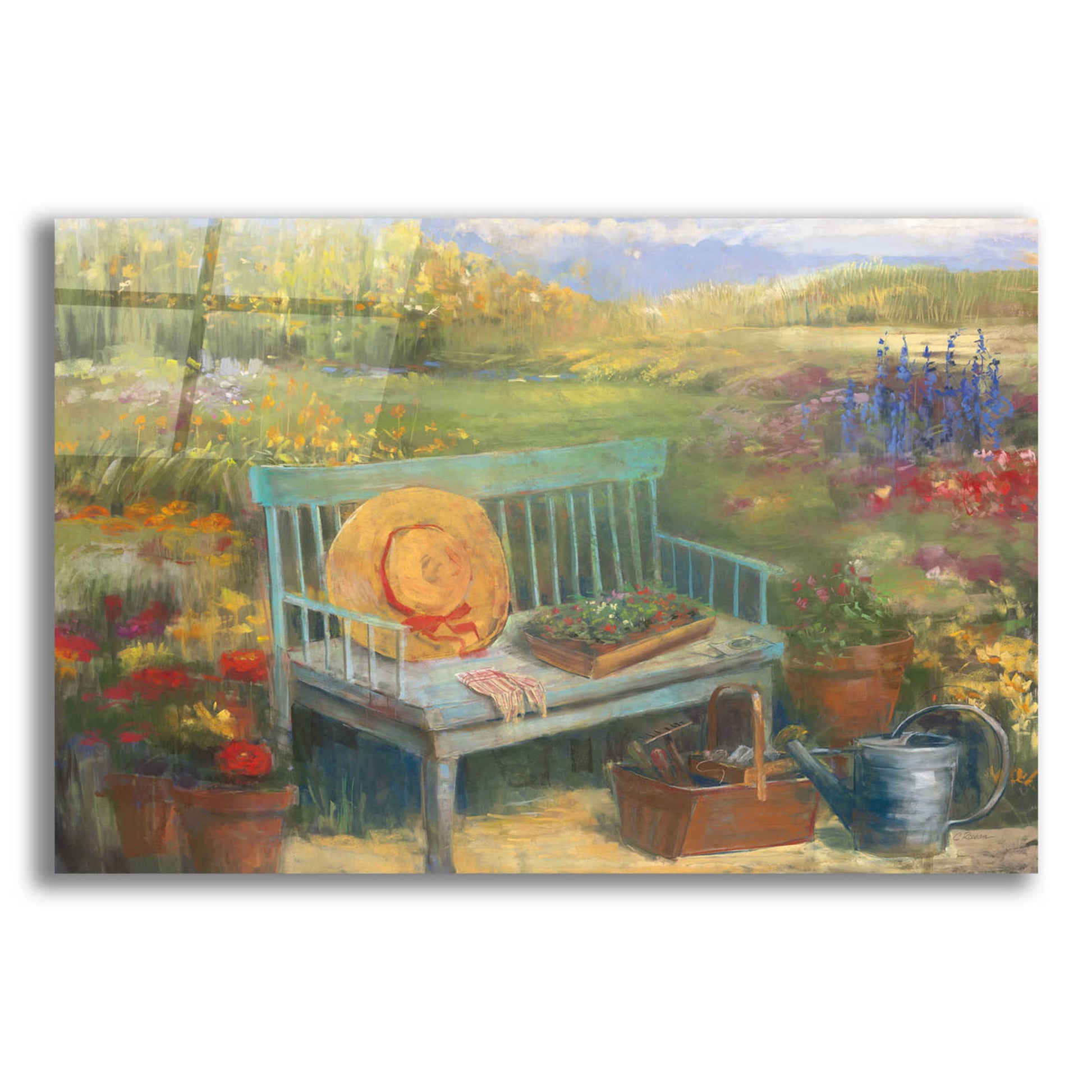 Epic Art 'Working In The Garden' by Carol Rowan, Acrylic Glass Wall Art,24x16