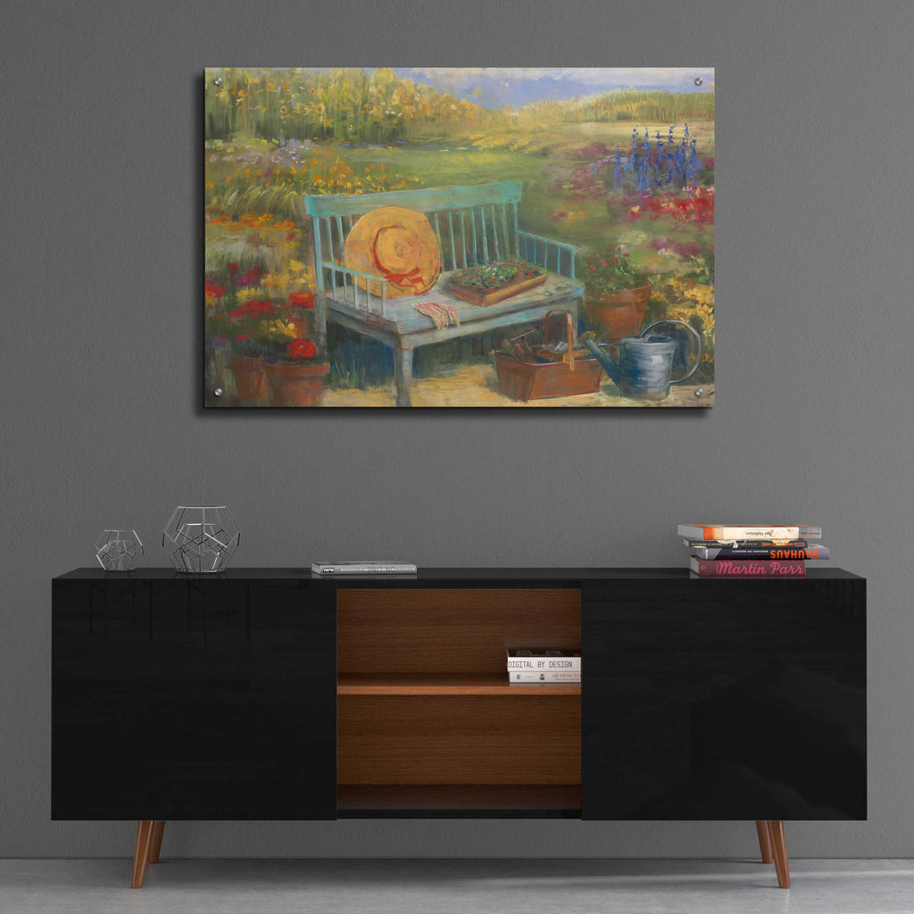 Working In The Garden by Carol Rowan - 36x24 acrylic wall art in a room