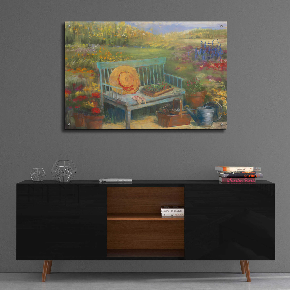 Working In The Garden by Carol Rowan - 36x24 acrylic wall art in a room