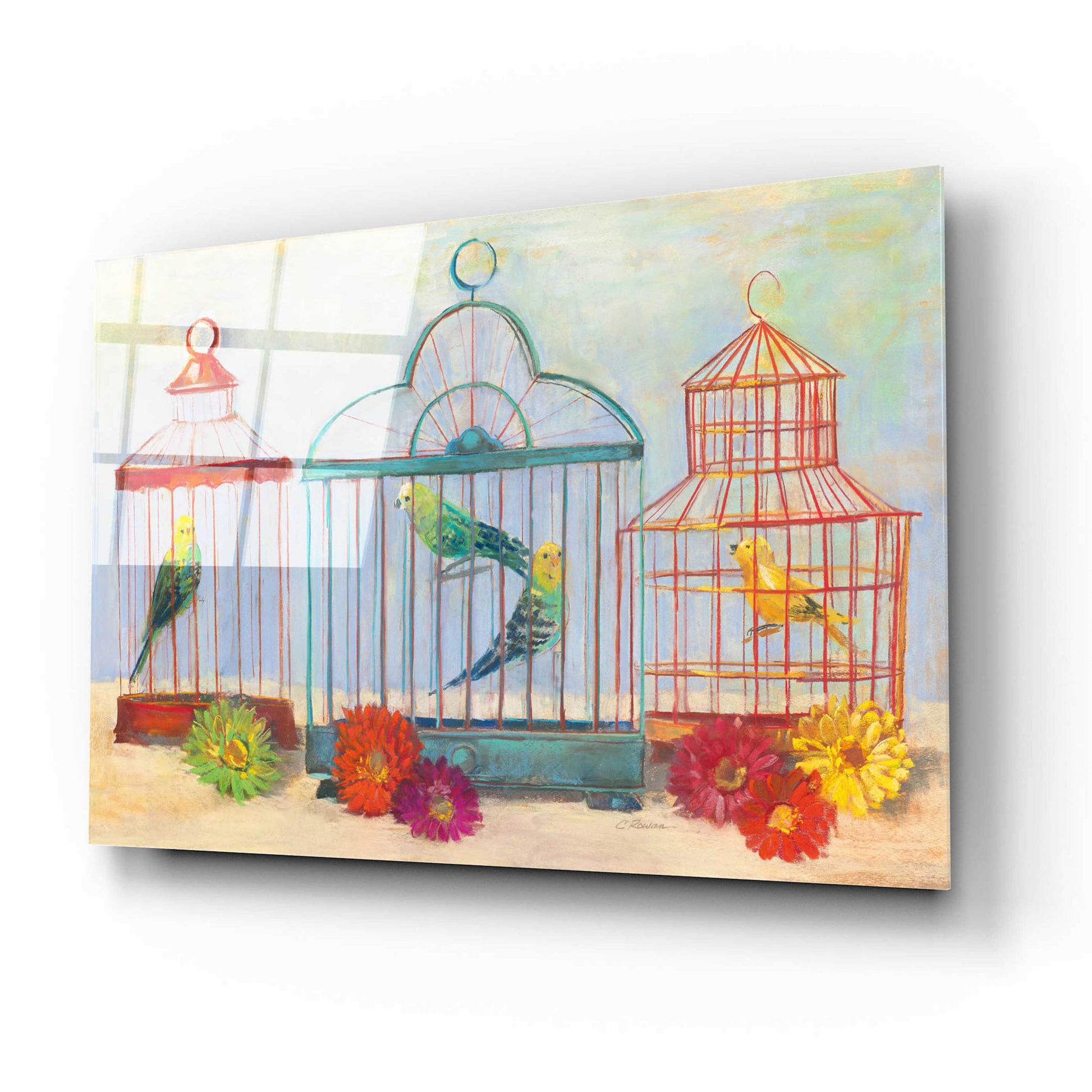 Epic Art 'Vintage Birdcage I Crop' by Carol Rowan, Acrylic Glass Wall Art,16x12