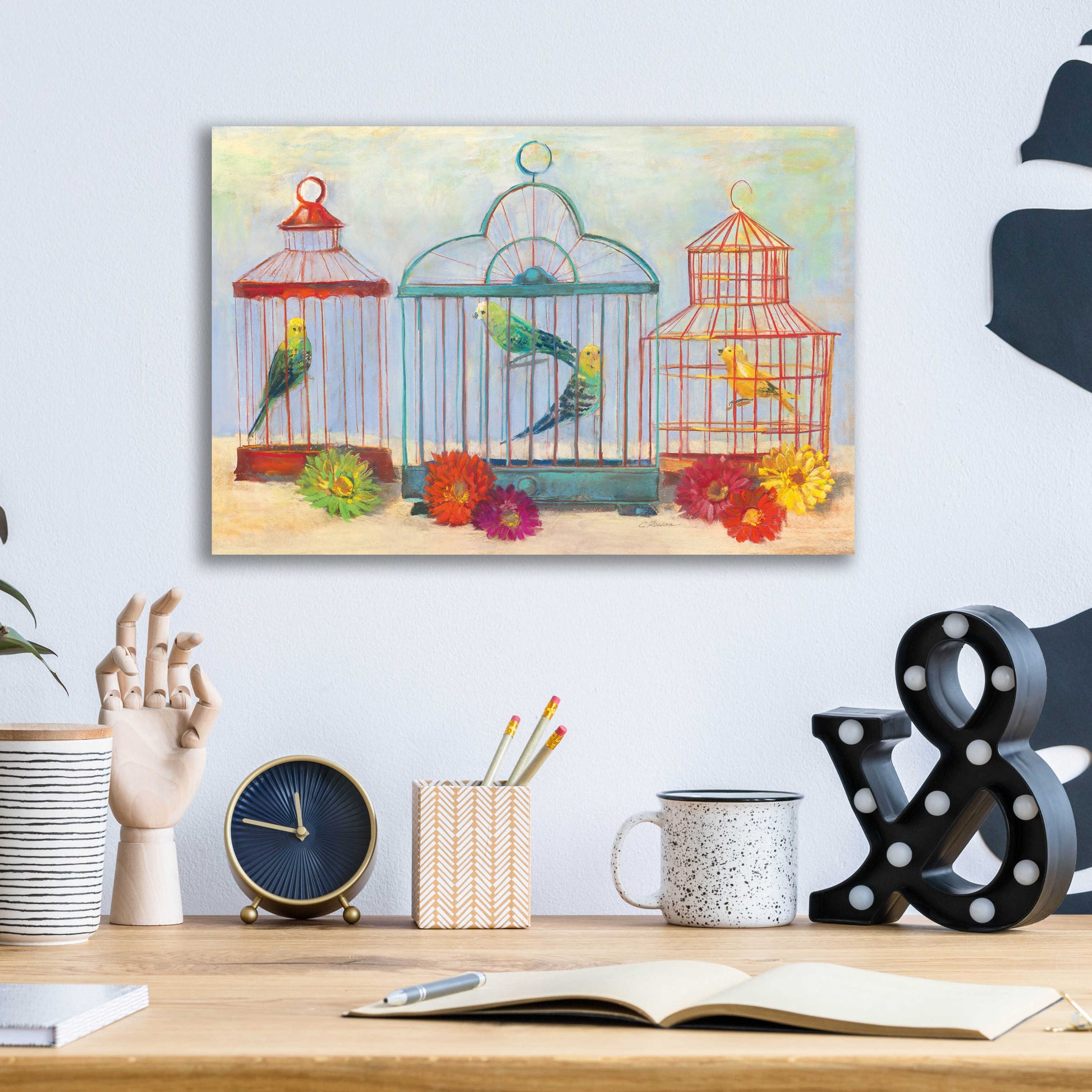 Epic Art 'Vintage Birdcage I Crop' by Carol Rowan, Acrylic Glass Wall Art,16x12