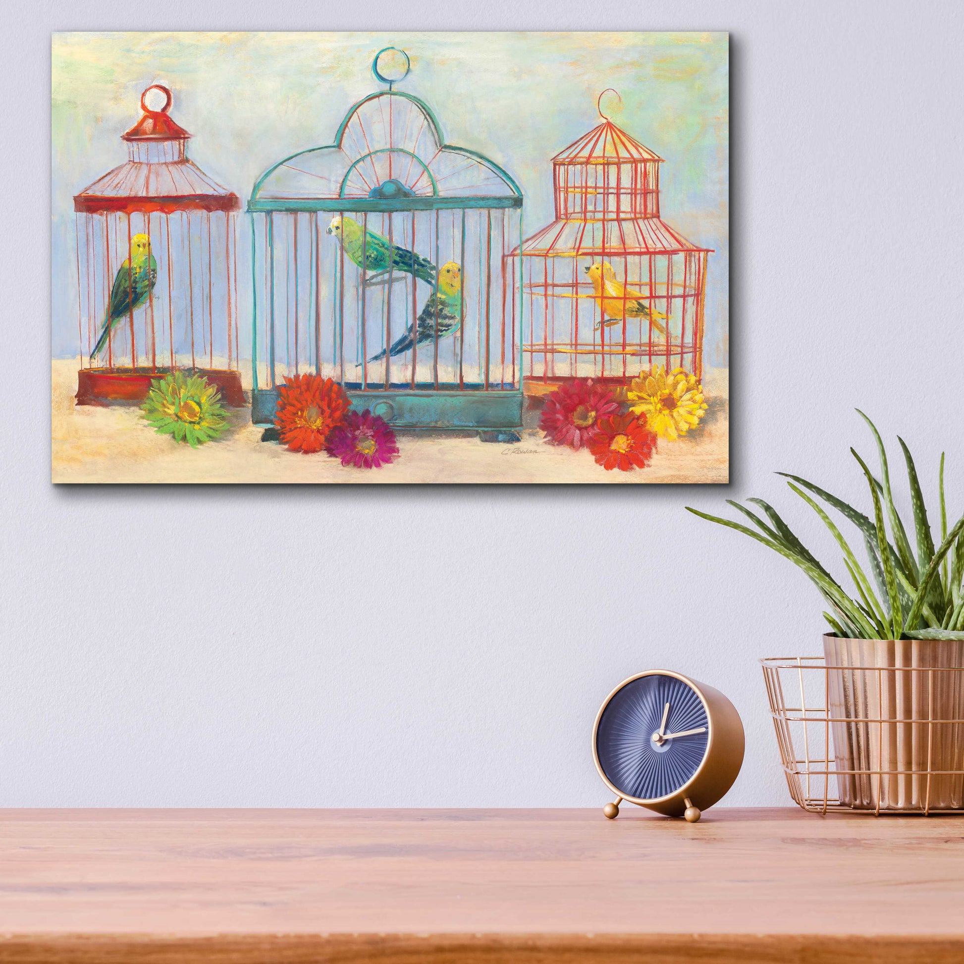 Epic Art 'Vintage Birdcage I Crop' by Carol Rowan, Acrylic Glass Wall Art,16x12