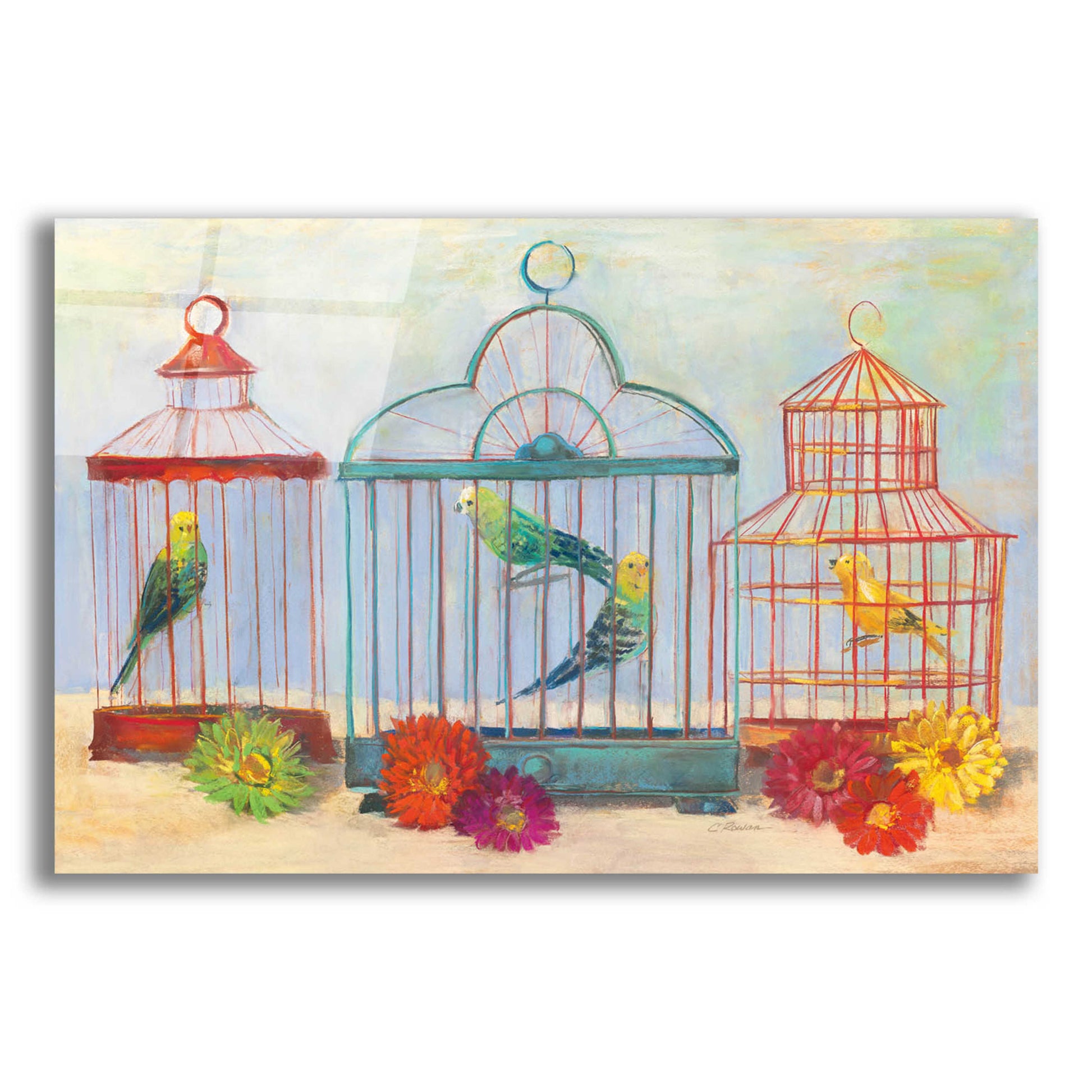 Epic Art 'Vintage Birdcage I Crop' by Carol Rowan, Acrylic Glass Wall Art,24x16