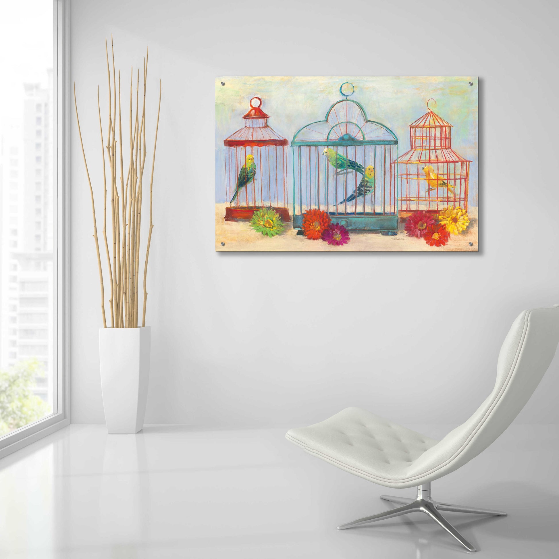 Epic Art 'Vintage Birdcage I Crop' by Carol Rowan, Acrylic Glass Wall Art,36x24