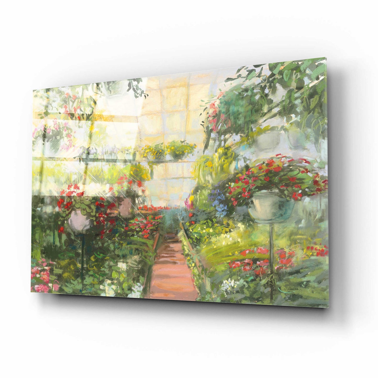 Epic Art 'Greenhouse Flowers Crop' by Carol Rowan, Acrylic Glass Wall Art,16x12