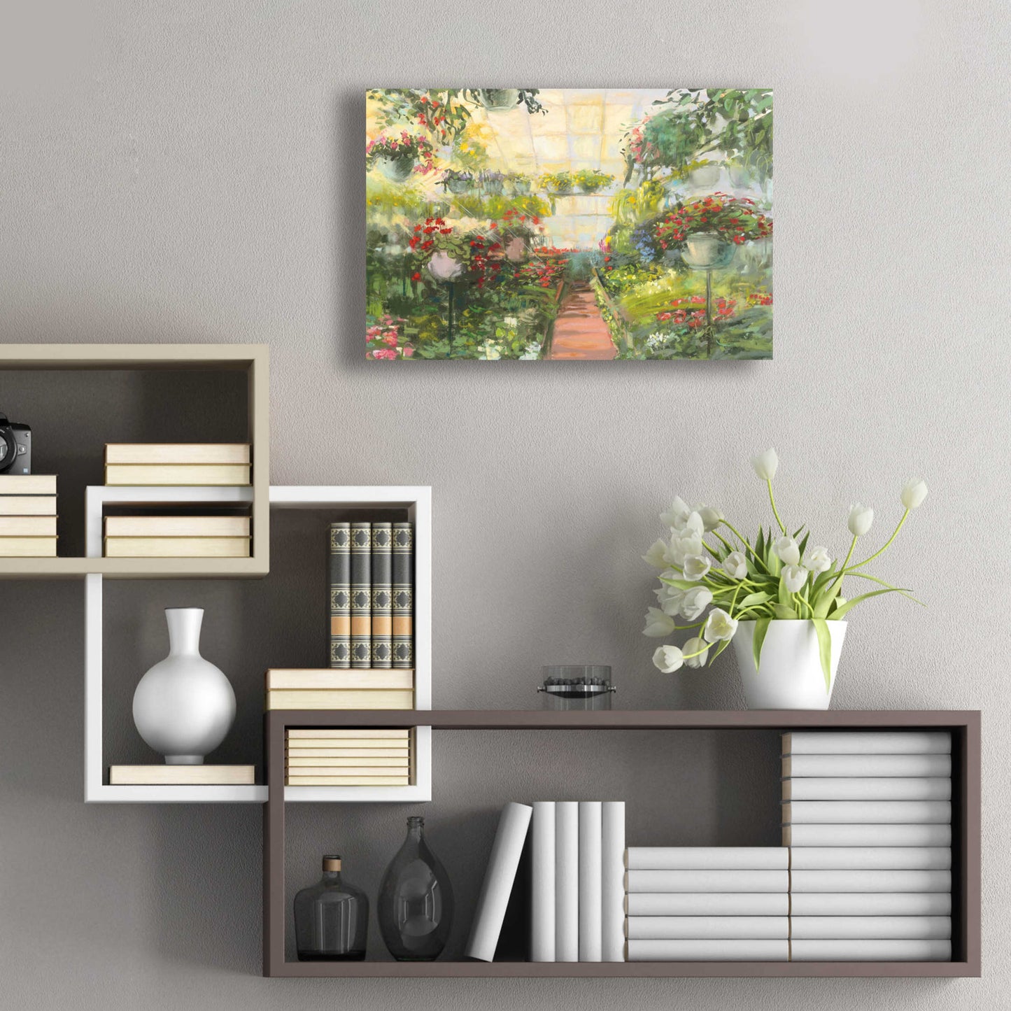 Epic Art 'Greenhouse Flowers Crop' by Carol Rowan, Acrylic Glass Wall Art,24x16