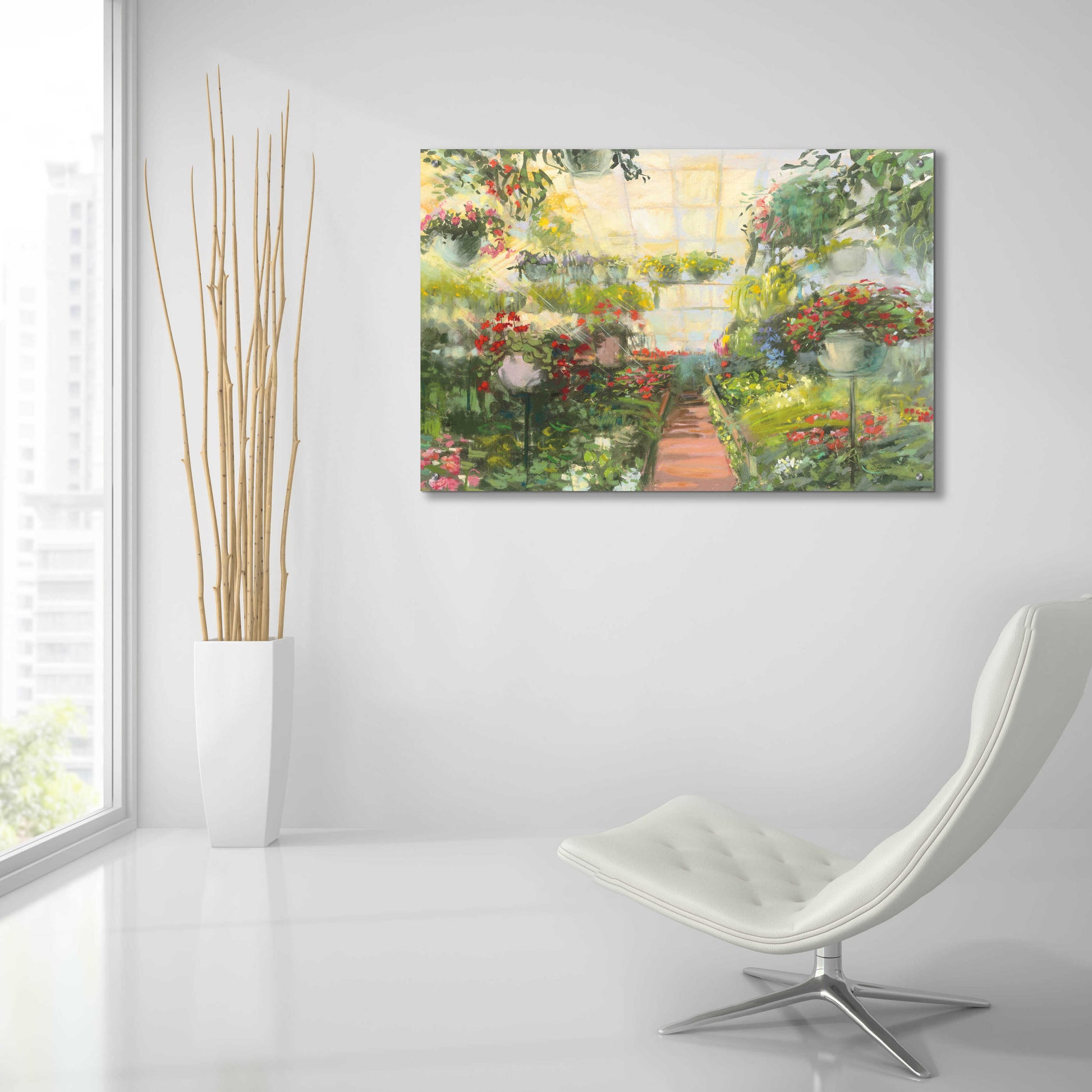 Epic Art 'Greenhouse Flowers Crop' by Carol Rowan, Acrylic Glass Wall Art,36x24