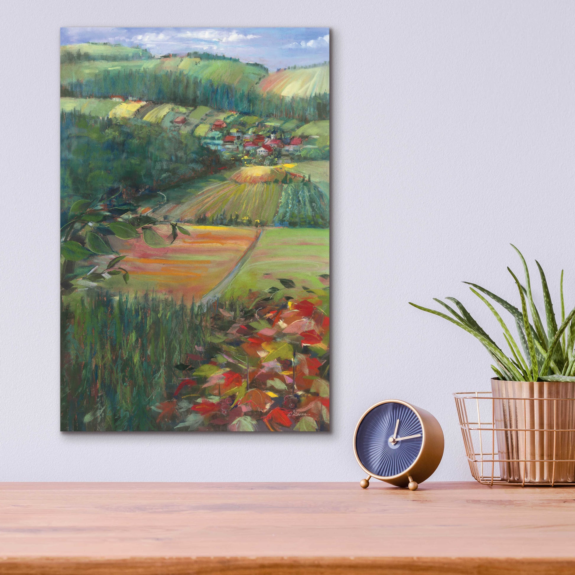 Epic Art 'Country Fields' by Carol Rowan, Acrylic Glass Wall Art,12x16