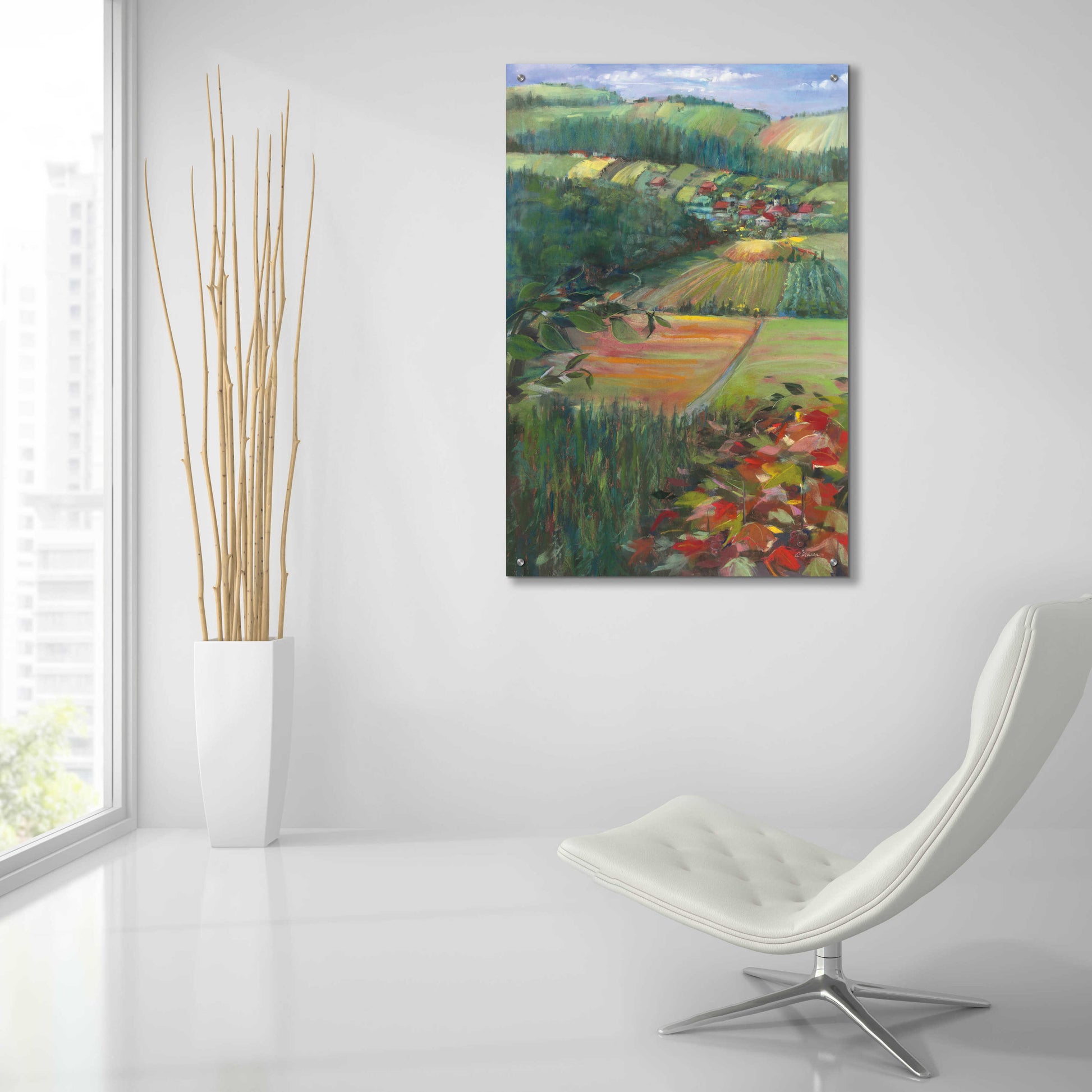 Epic Art 'Country Fields' by Carol Rowan, Acrylic Glass Wall Art,24x36