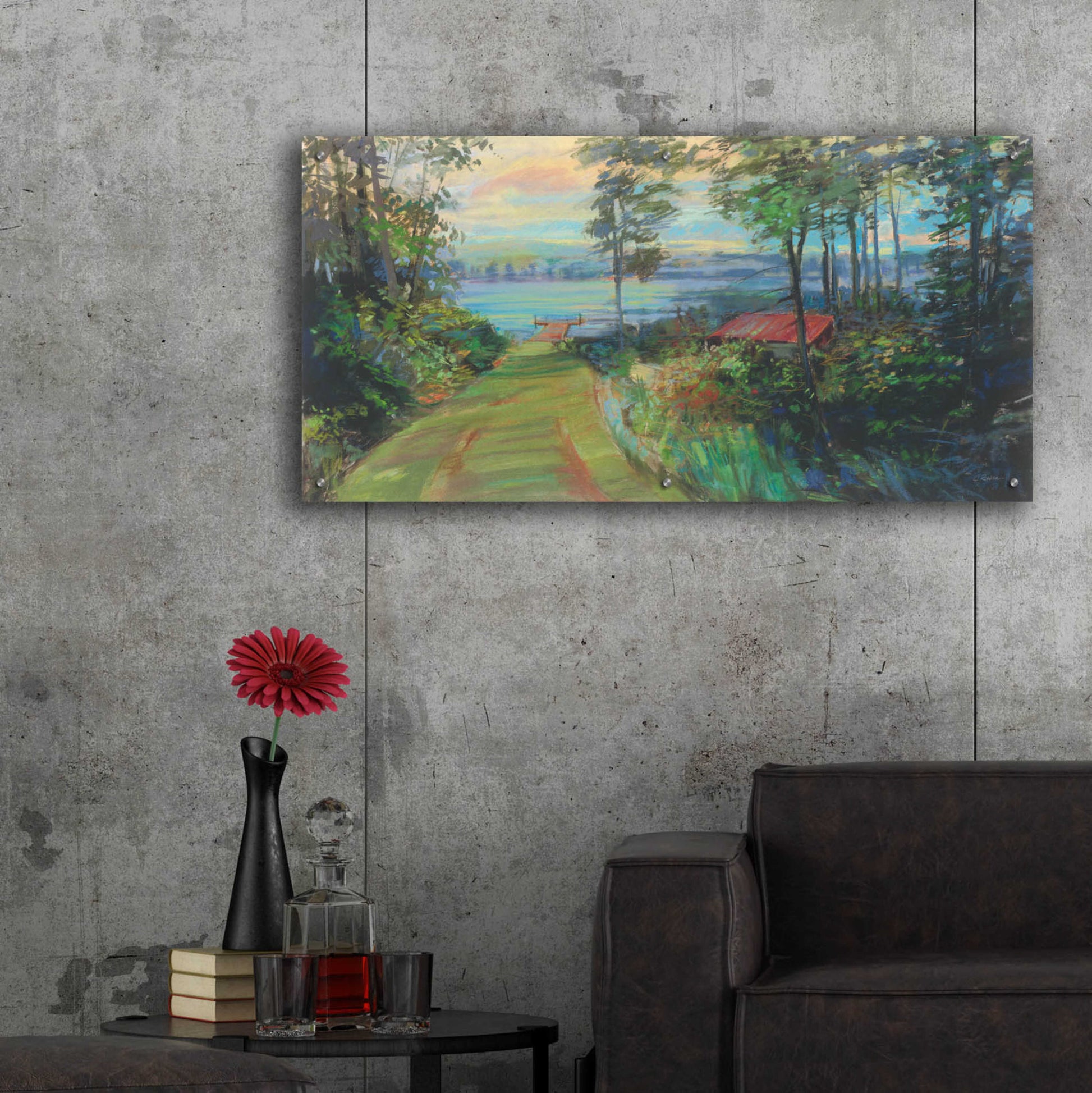 Epic Art 'Collins Lake' by Carol Rowan, Acrylic Glass Wall Art,48x24