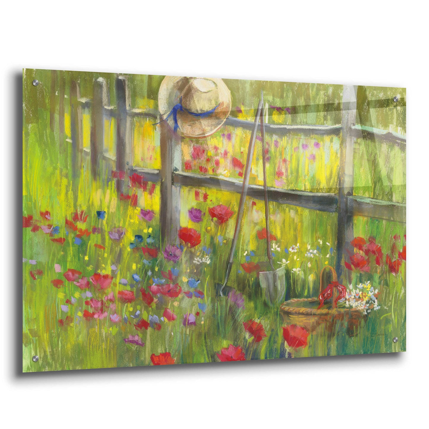 Epic Art 'Gardening By The Fence' by Carol Rowan, Acrylic Glass Wall Art,36x24