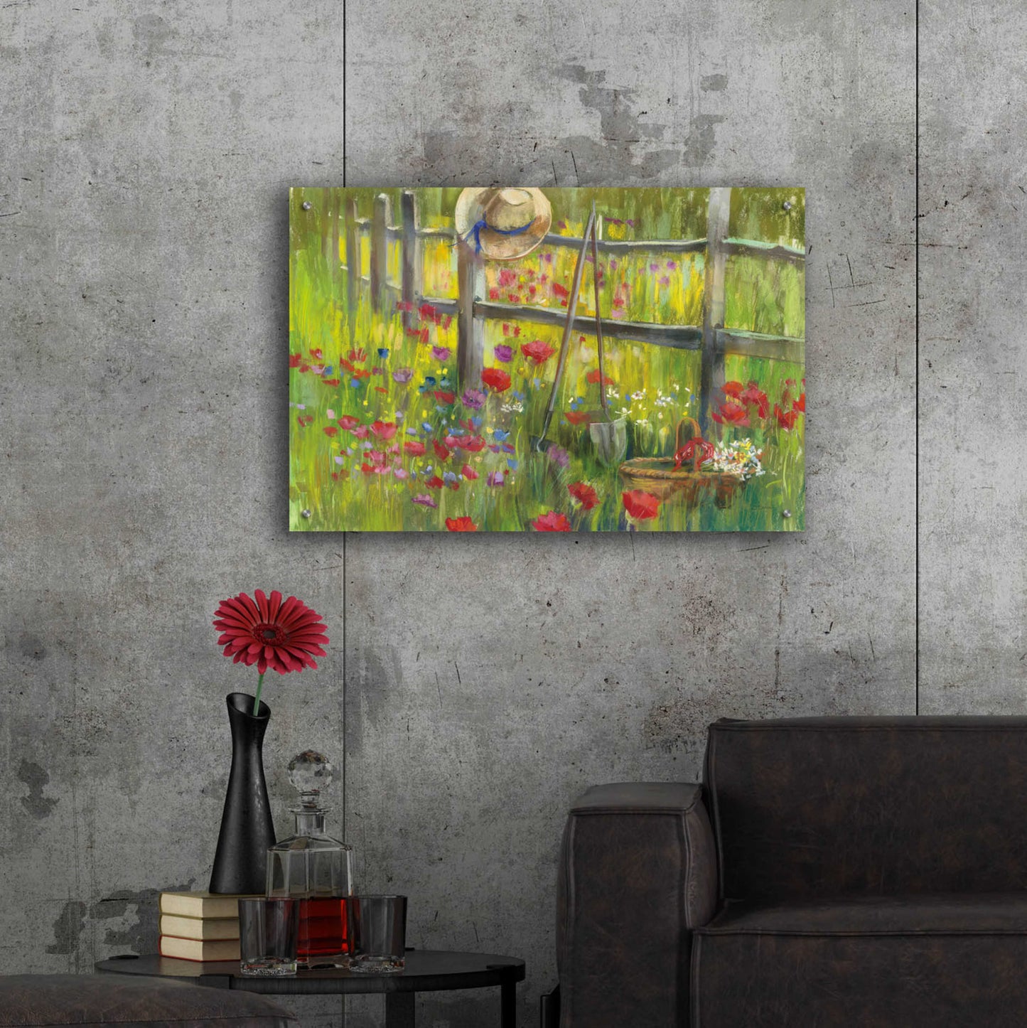 Epic Art 'Gardening By The Fence' by Carol Rowan, Acrylic Glass Wall Art,36x24