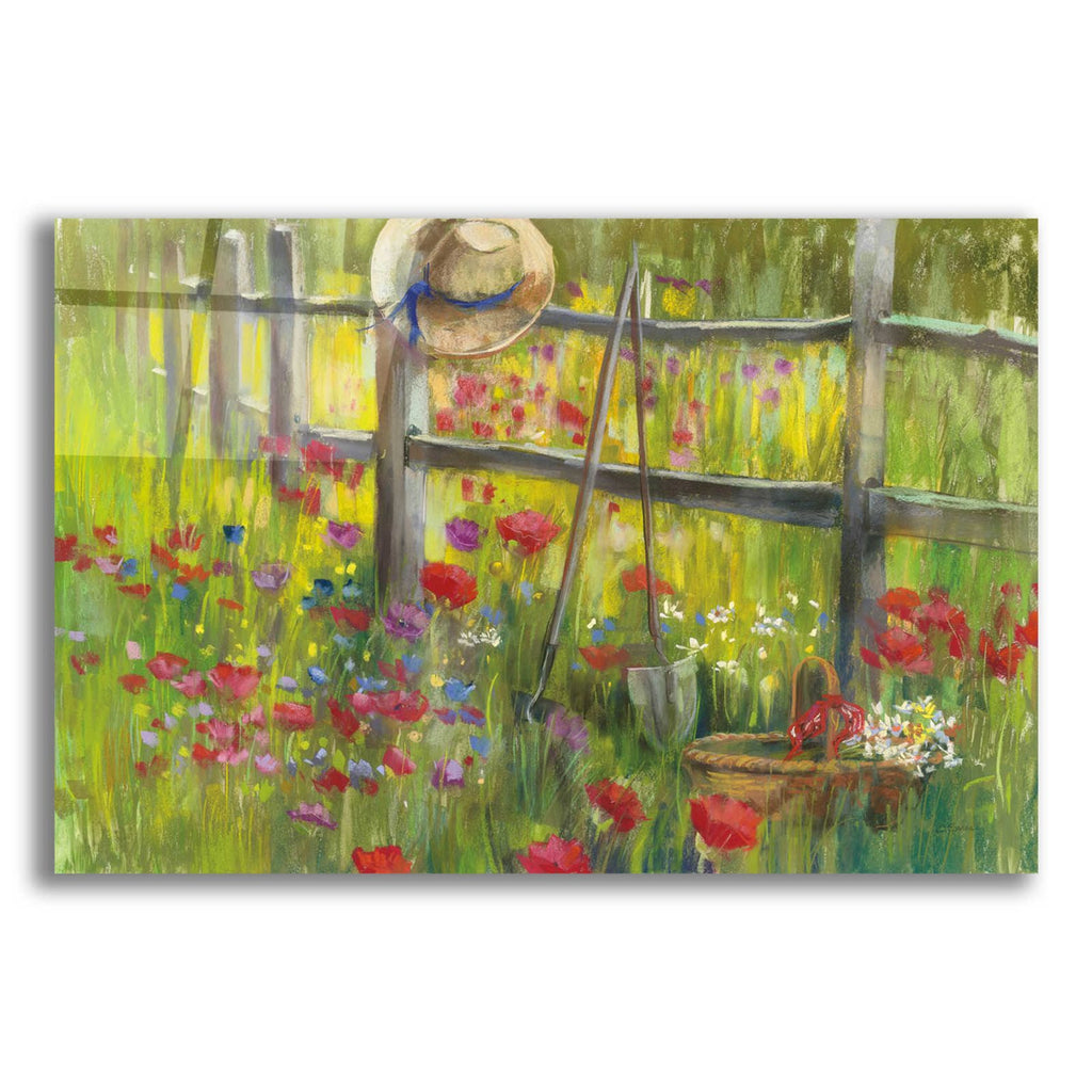 Gardening By The Fence by Carol Rowan acrylic glass wall art