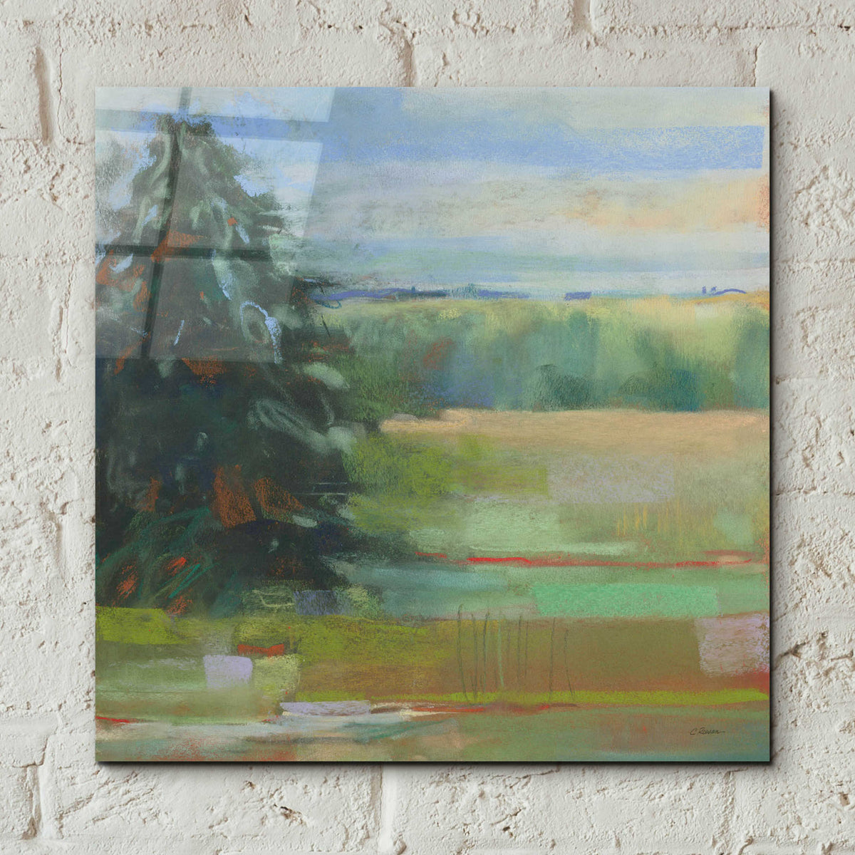 Abstract Field I by Carol Rowan - 12x12 acrylic wall art in a room