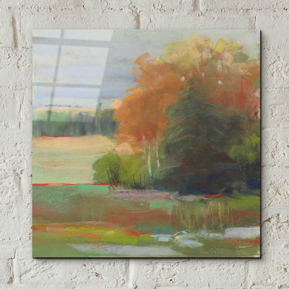 Abstract Field II by Carol Rowan - 12x12 acrylic wall art in a room