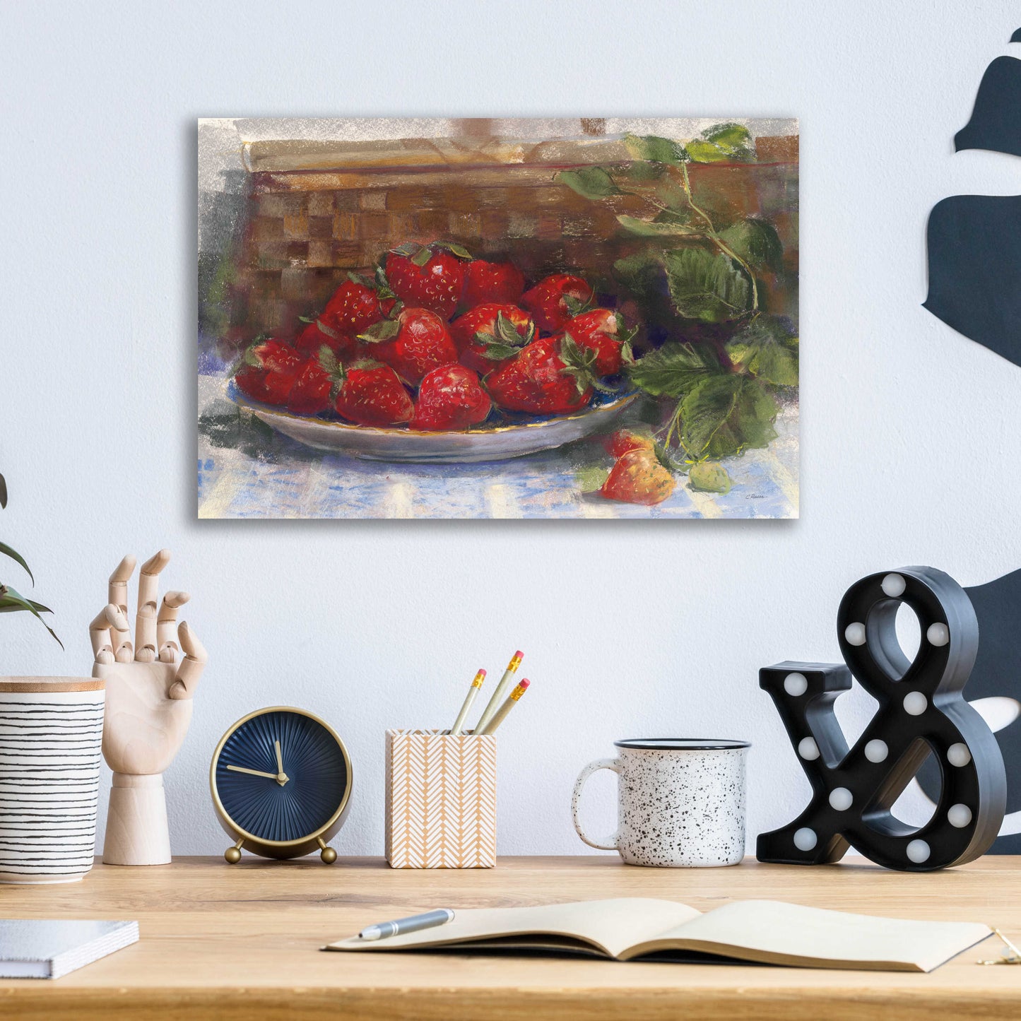 Epic Art 'Plate Of Strawberries' by Carol Rowan, Acrylic Glass Wall Art,16x12