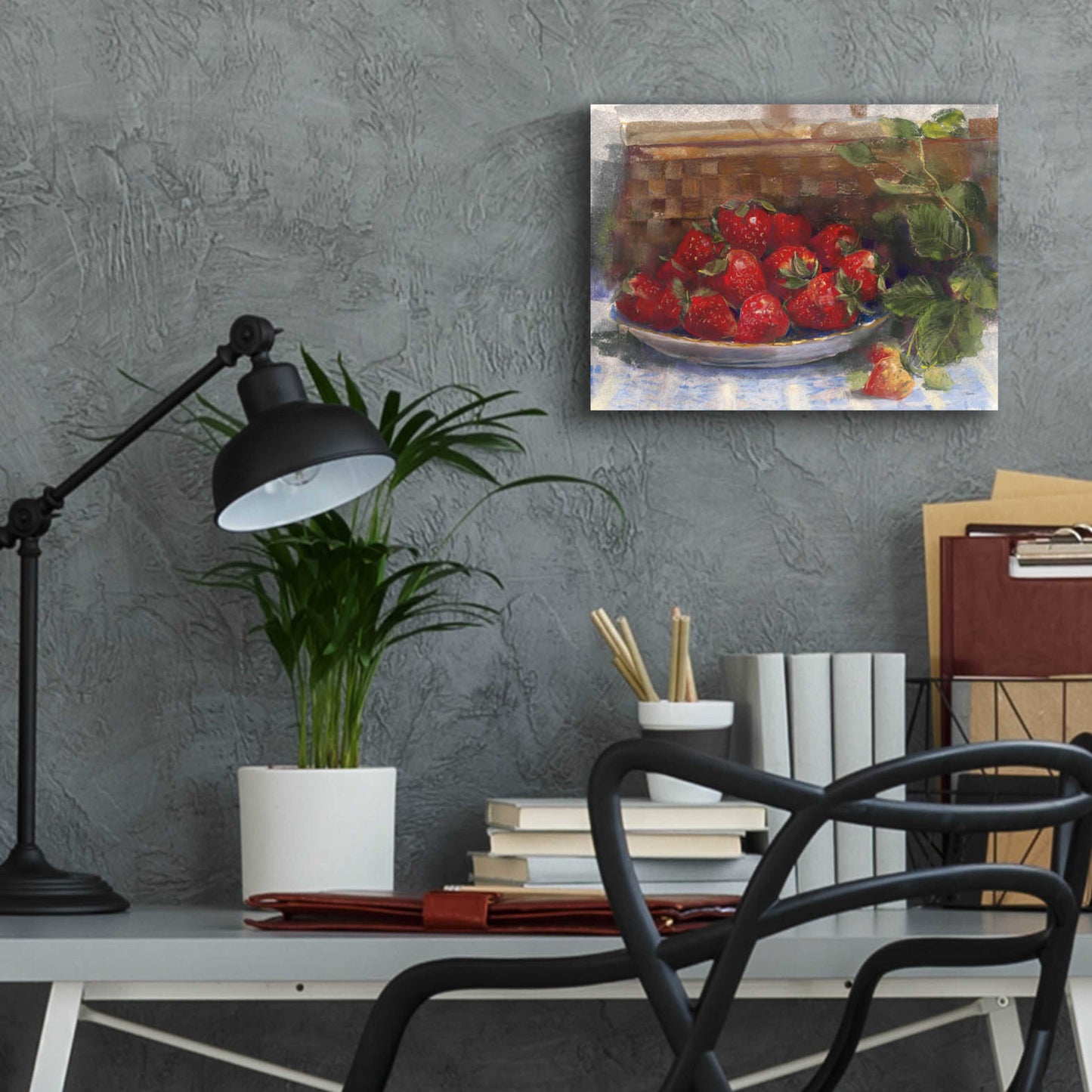 Epic Art 'Plate Of Strawberries' by Carol Rowan, Acrylic Glass Wall Art,16x12