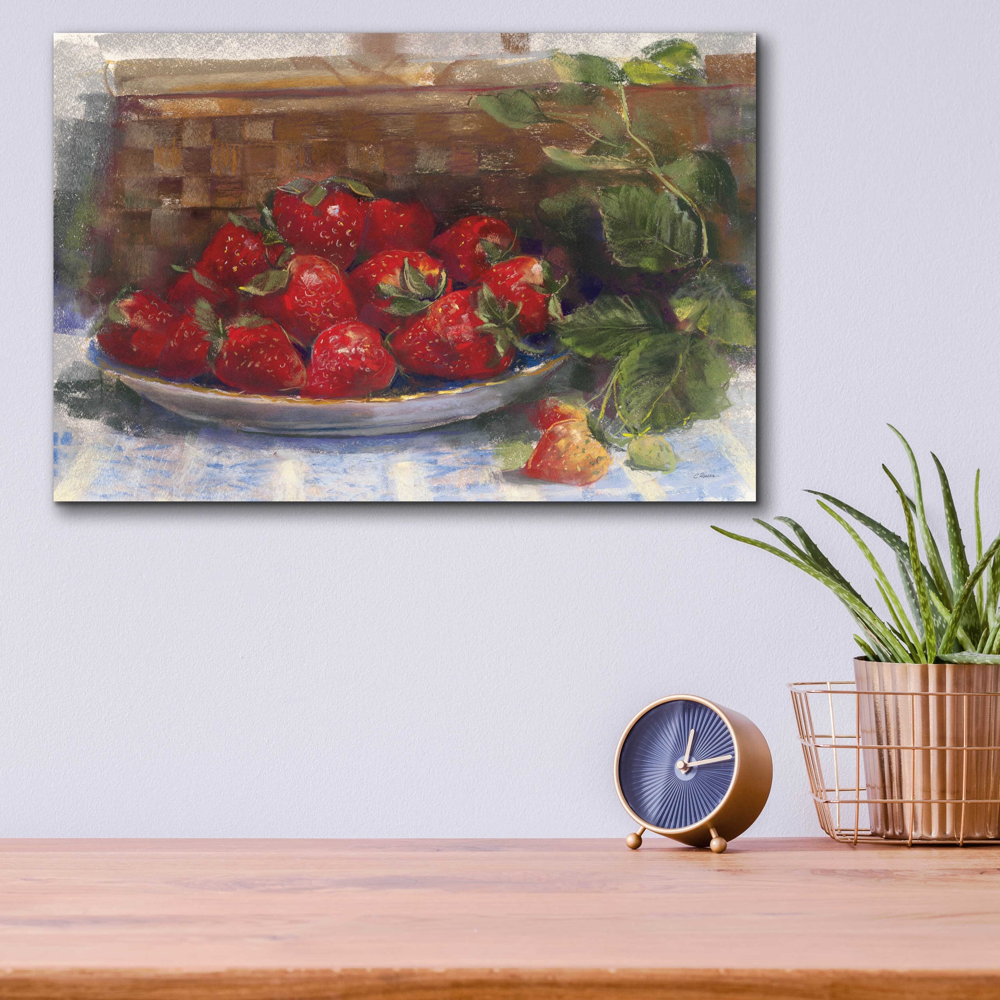 Epic Art 'Plate Of Strawberries' by Carol Rowan, Acrylic Glass Wall Art,16x12