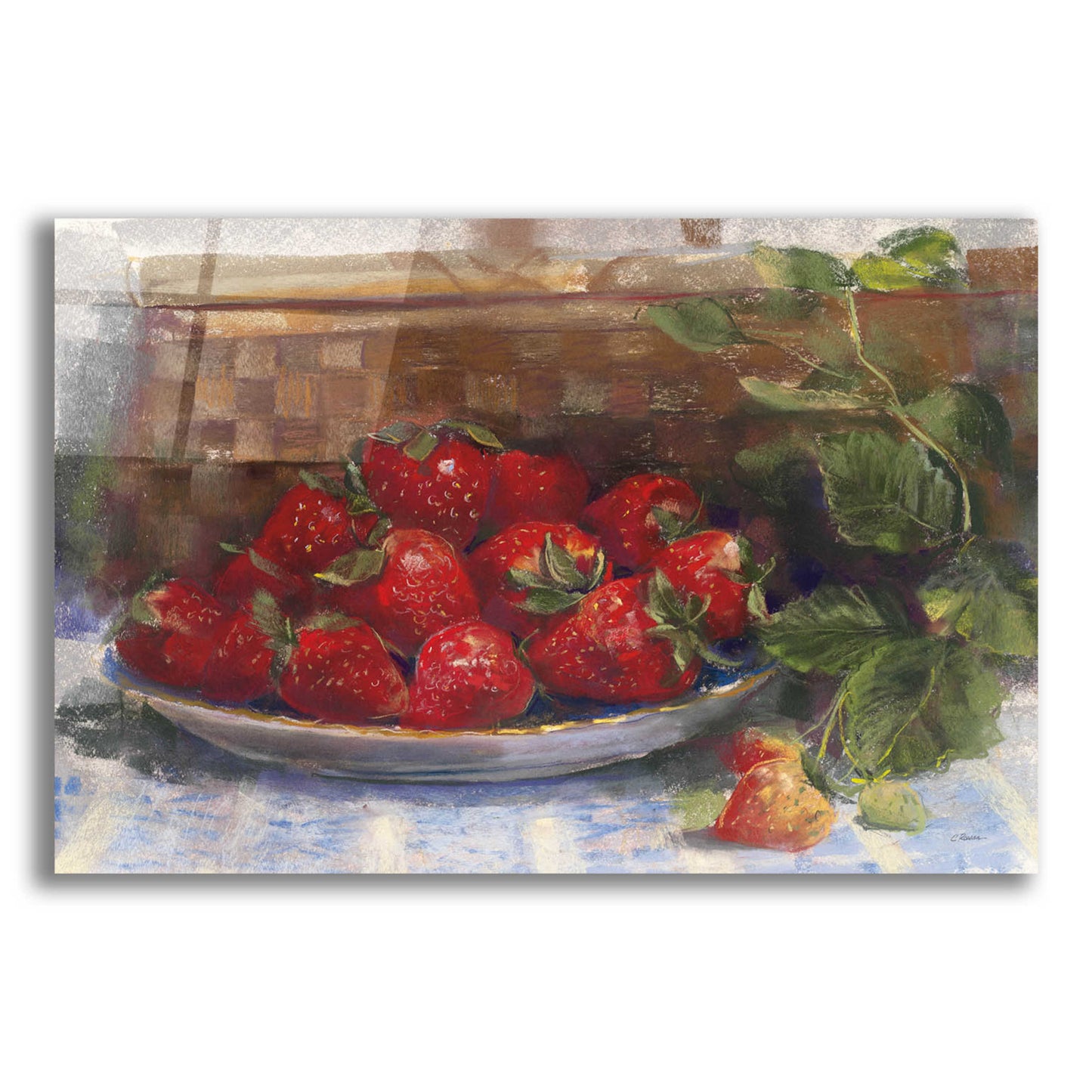 Epic Art 'Plate Of Strawberries' by Carol Rowan, Acrylic Glass Wall Art,24x16