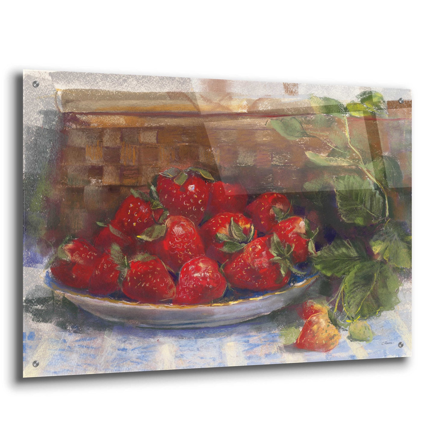 Epic Art 'Plate Of Strawberries' by Carol Rowan, Acrylic Glass Wall Art,36x24