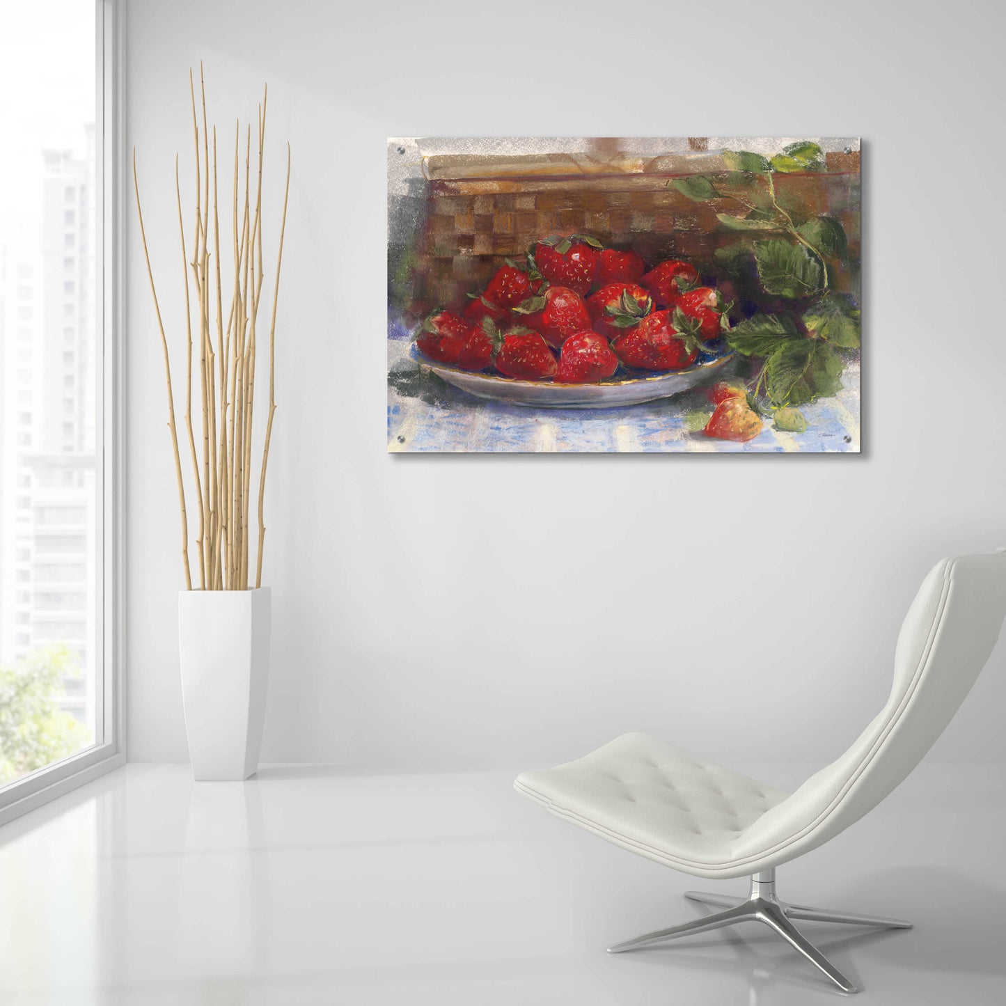 Epic Art 'Plate Of Strawberries' by Carol Rowan, Acrylic Glass Wall Art,36x24