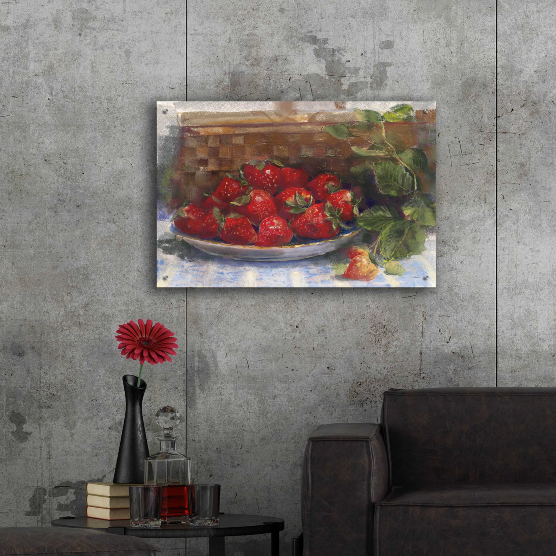 Epic Art 'Plate Of Strawberries' by Carol Rowan, Acrylic Glass Wall Art,36x24