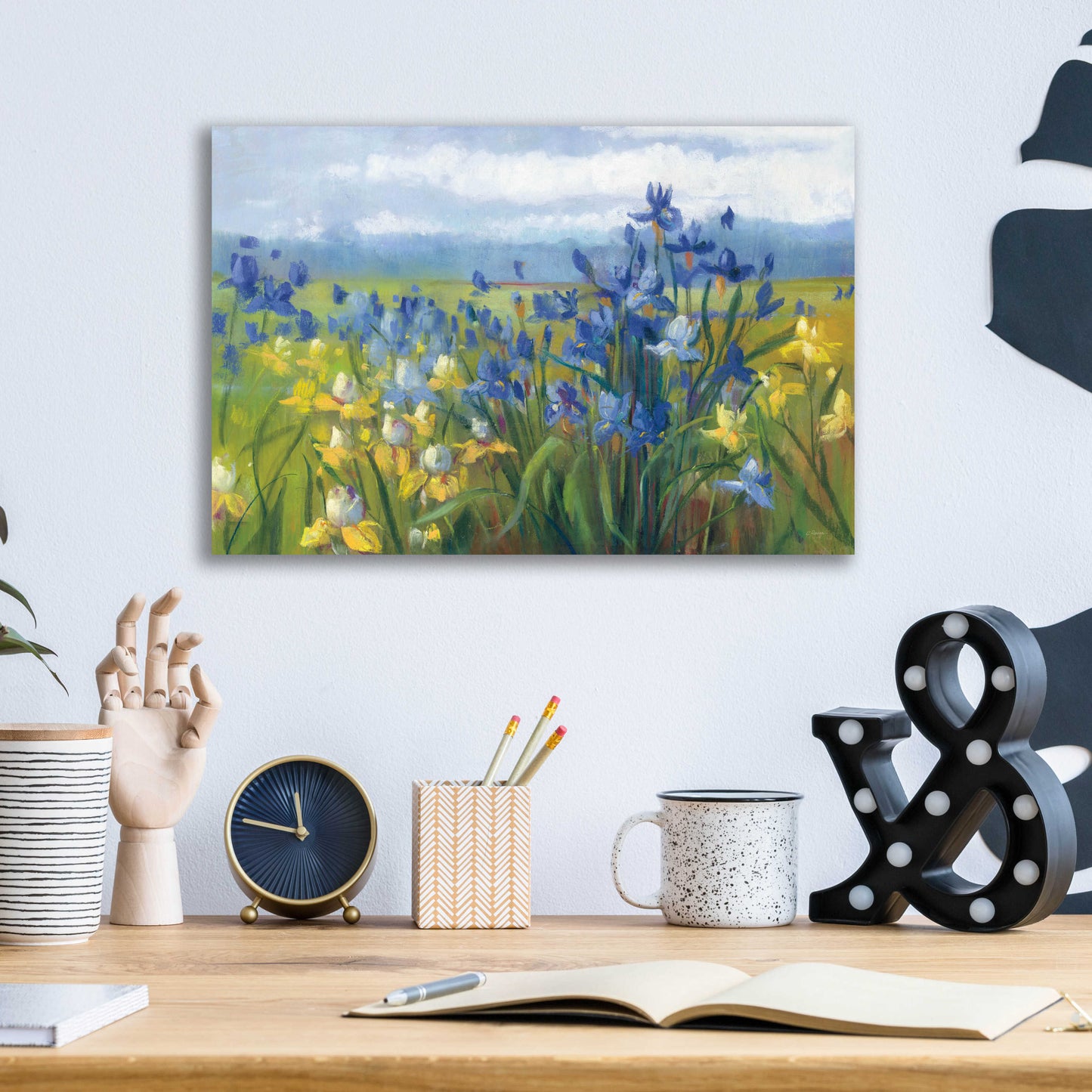 Epic Art 'Blue And Yellow Flower Field' by Carol Rowan, Acrylic Glass Wall Art,16x12