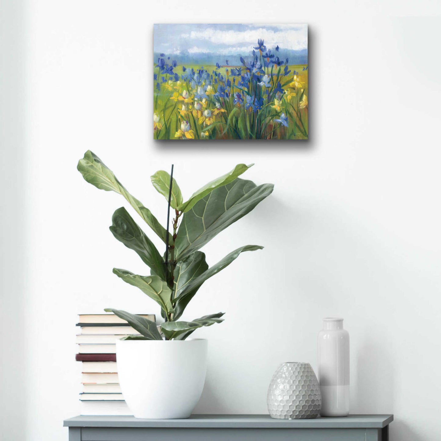 Epic Art 'Blue And Yellow Flower Field' by Carol Rowan, Acrylic Glass Wall Art,16x12