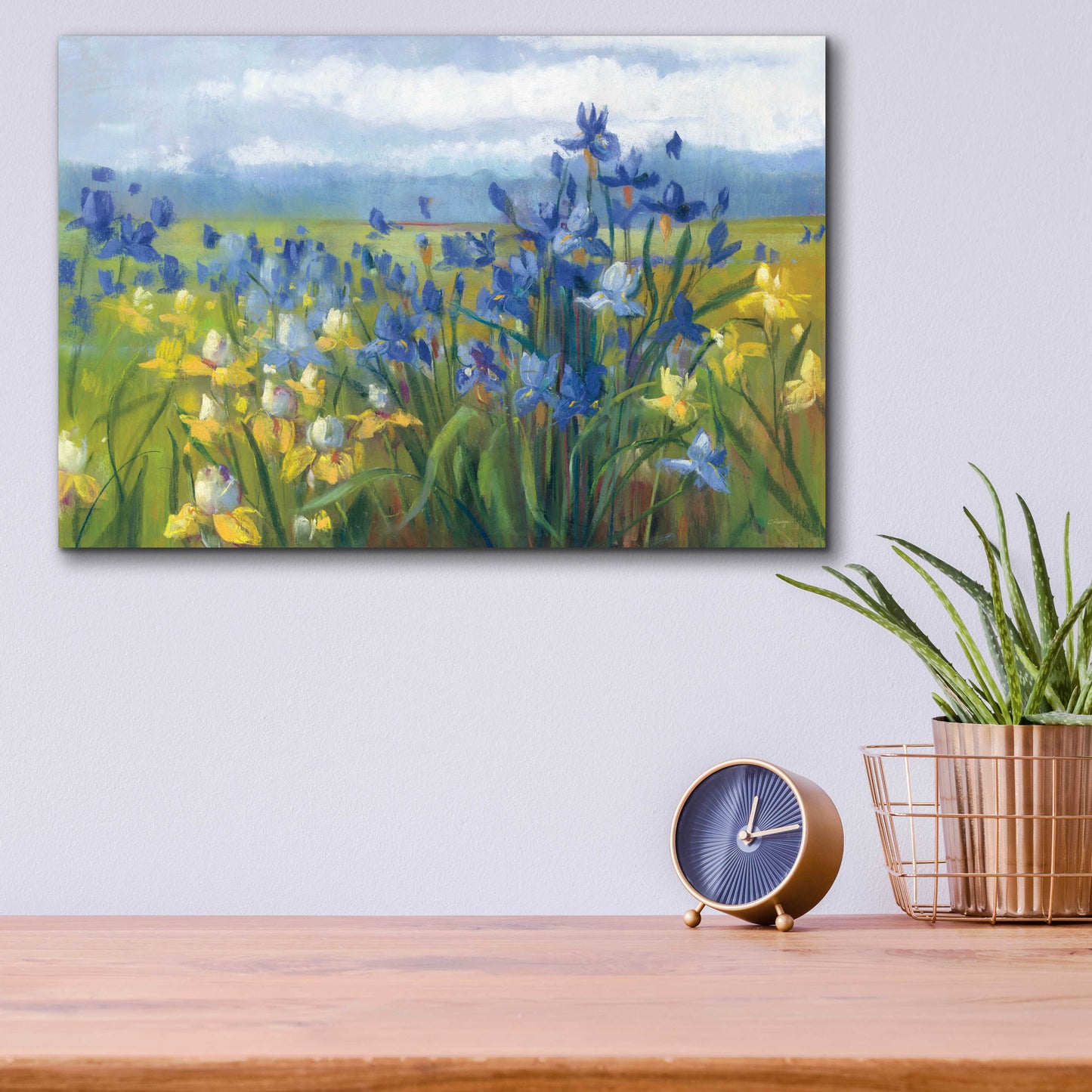 Epic Art 'Blue And Yellow Flower Field' by Carol Rowan, Acrylic Glass Wall Art,16x12