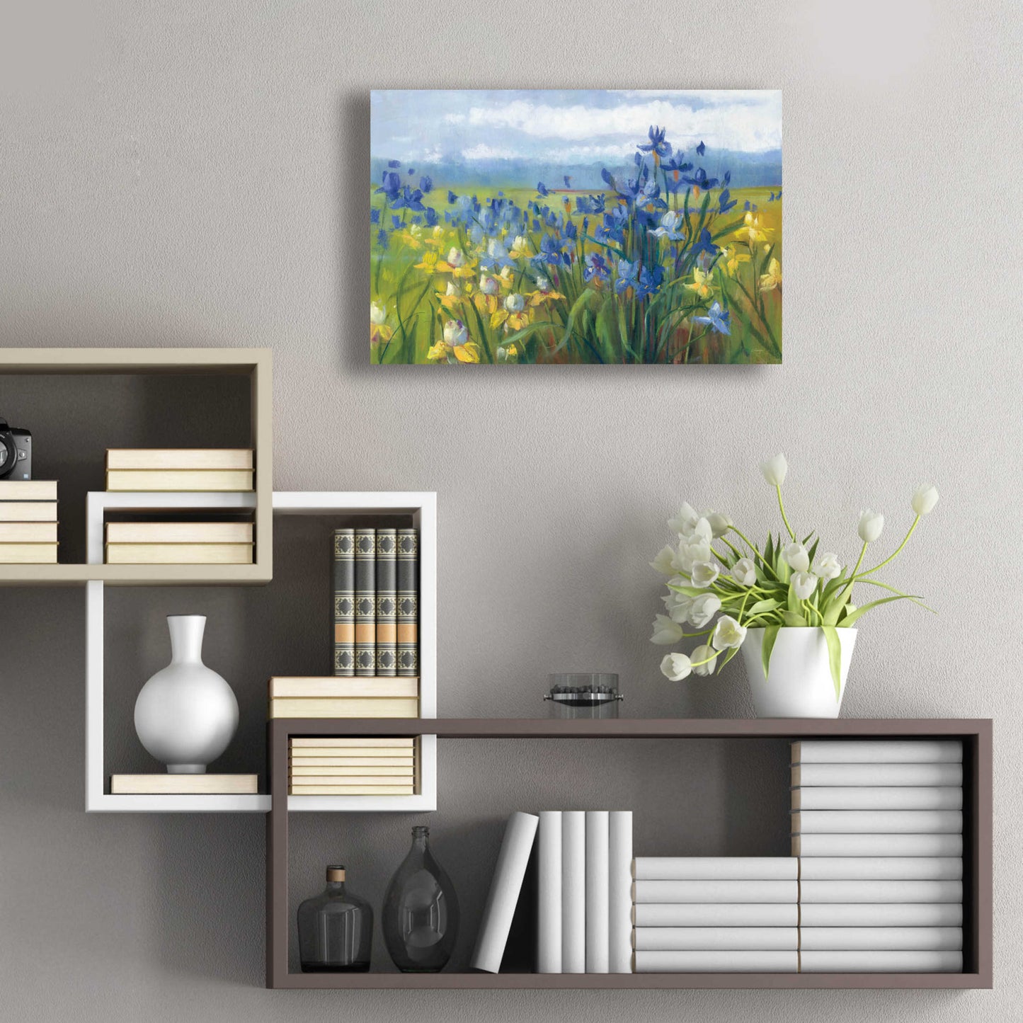 Epic Art 'Blue And Yellow Flower Field' by Carol Rowan, Acrylic Glass Wall Art,24x16