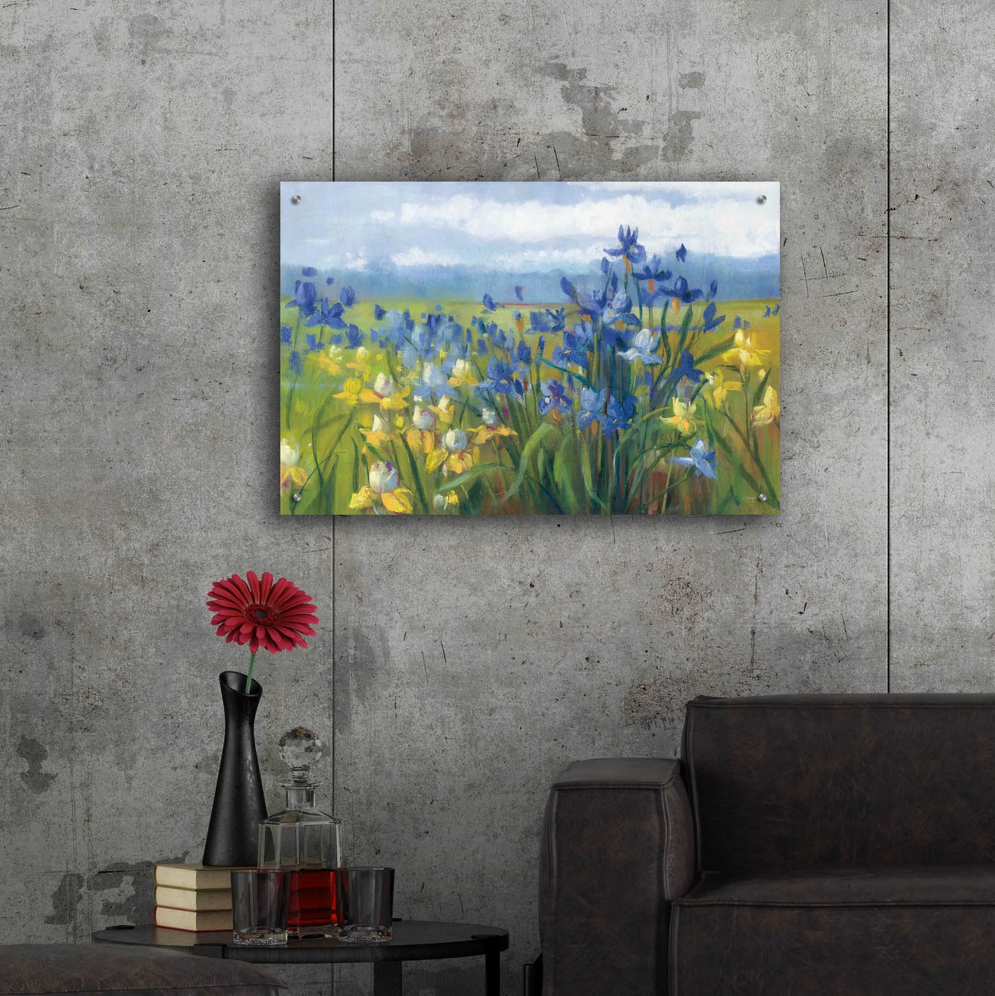 Epic Art 'Blue And Yellow Flower Field' by Carol Rowan, Acrylic Glass Wall Art,36x24