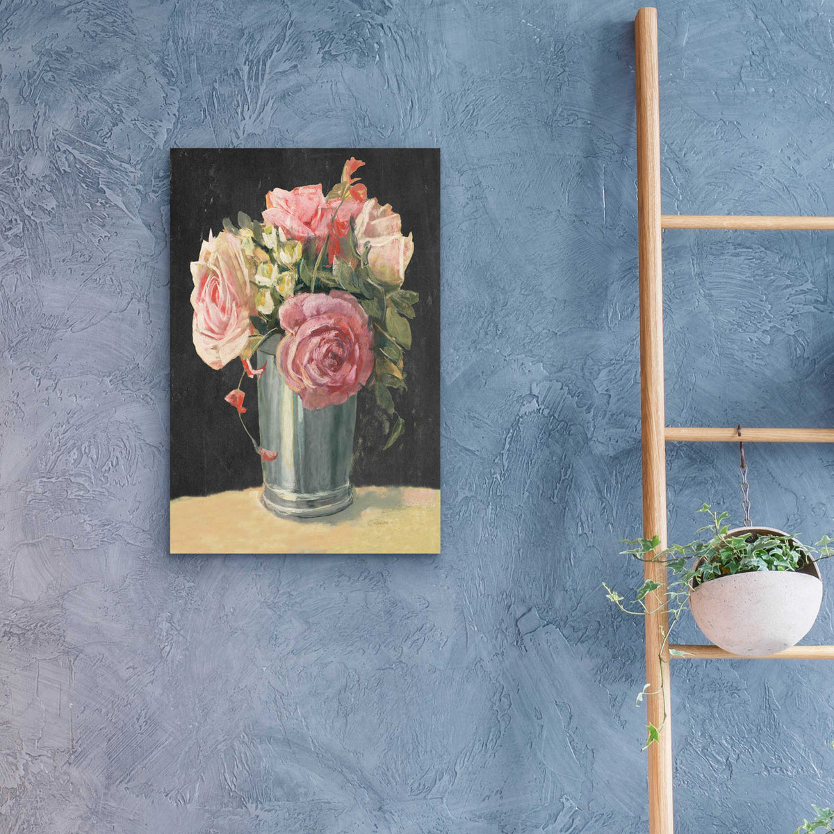 Silver Vase II On Black by Carol Rowan - 16x24 acrylic wall art in a room