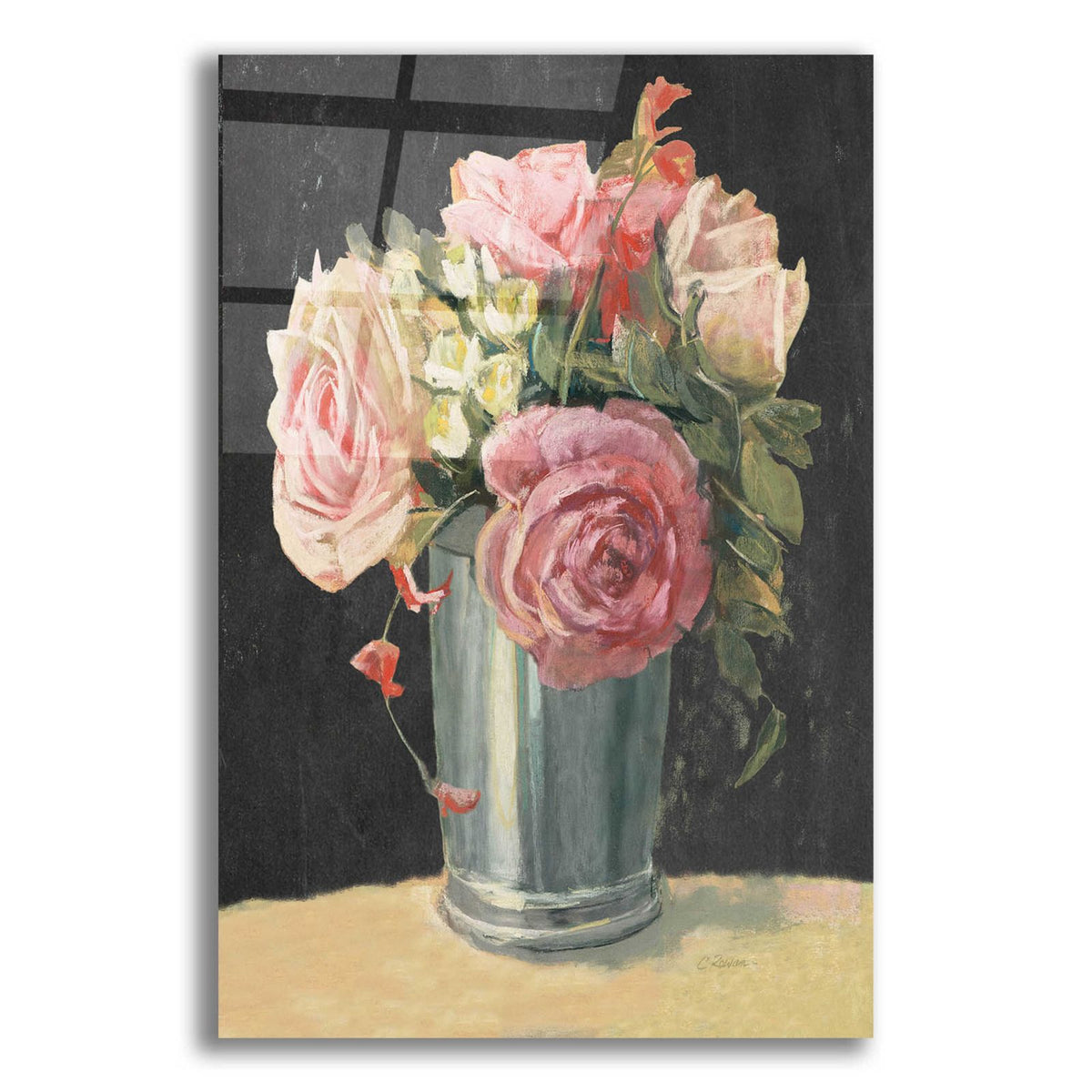 Silver Vase II On Black by Carol Rowan acrylic glass wall art