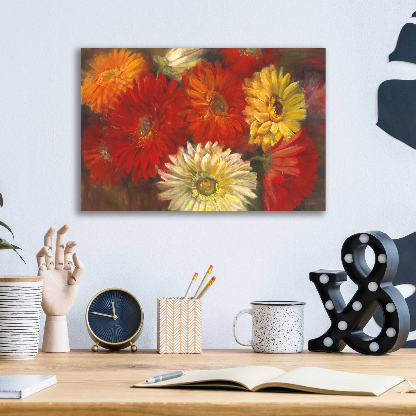 Epic Art 'Gerberas' by Carol Rowan, Acrylic Glass Wall Art,16x12