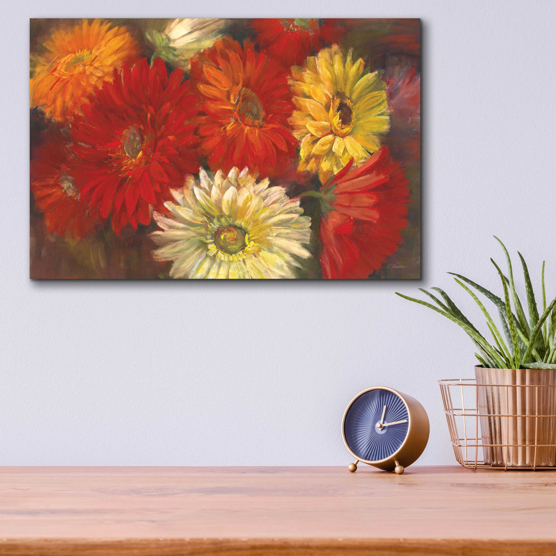 Epic Art 'Gerberas' by Carol Rowan, Acrylic Glass Wall Art,16x12